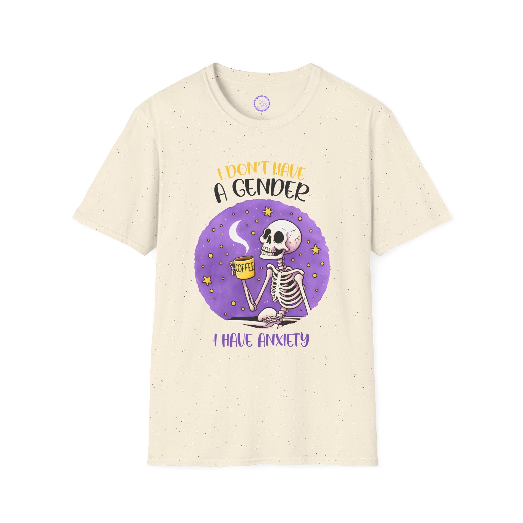 I Don't Have A Gender I Have Anxiety T-Shirt | Skeleton Coffee Gothic Tee