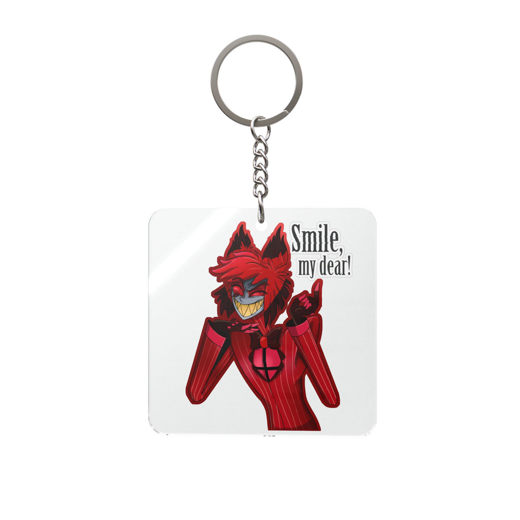 Hazbin Hotel Alastor Red Fox Monster Smile keychain | Square Acrylic Keychain