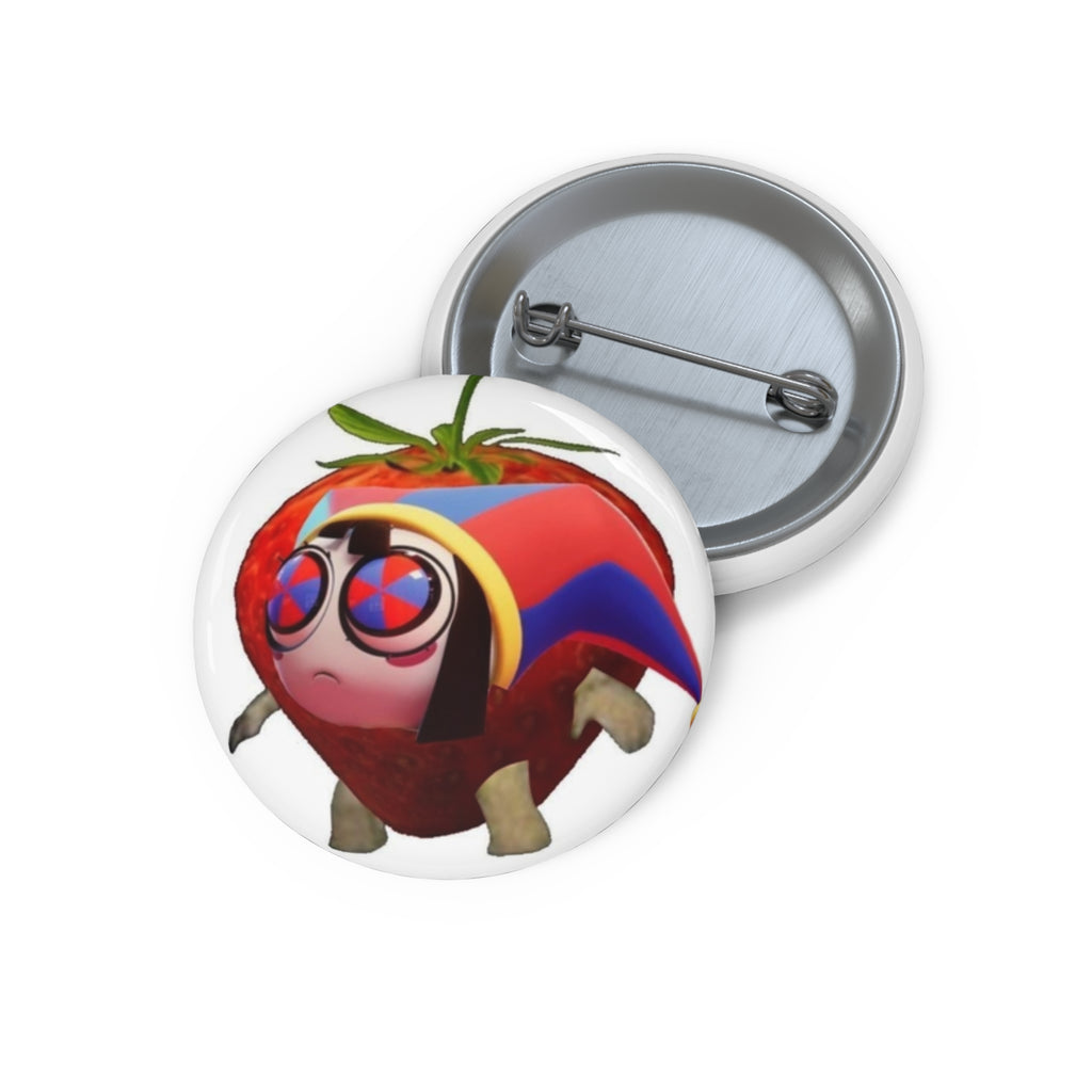 The Amazing Digital Circus Pomni Strawberry Pomniberry Jester Character Pin Button | Round Enamel Button Badge