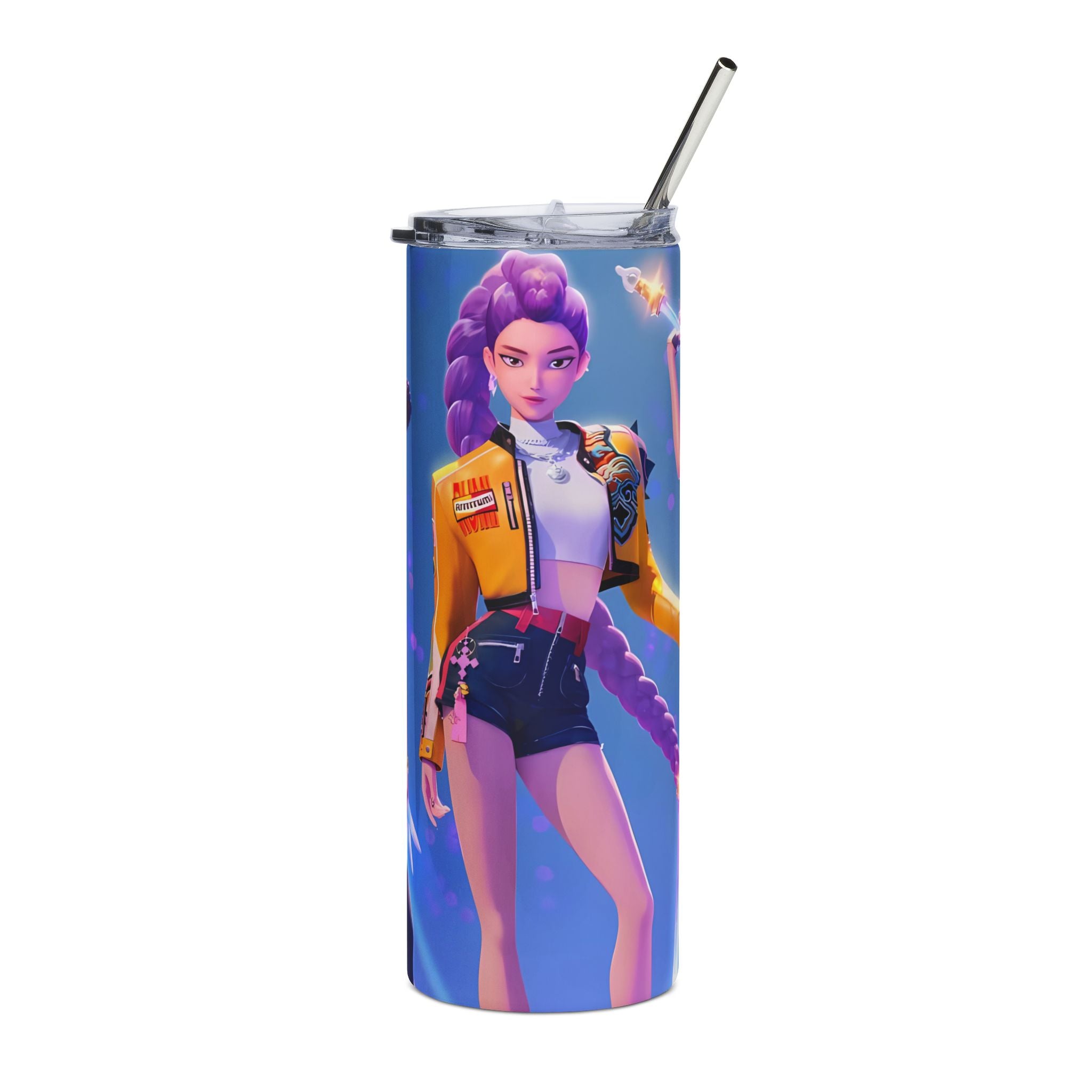 Kpop Demon Hunters Purple Futuristic Anime Girl Stainless Tumbler | 20oz