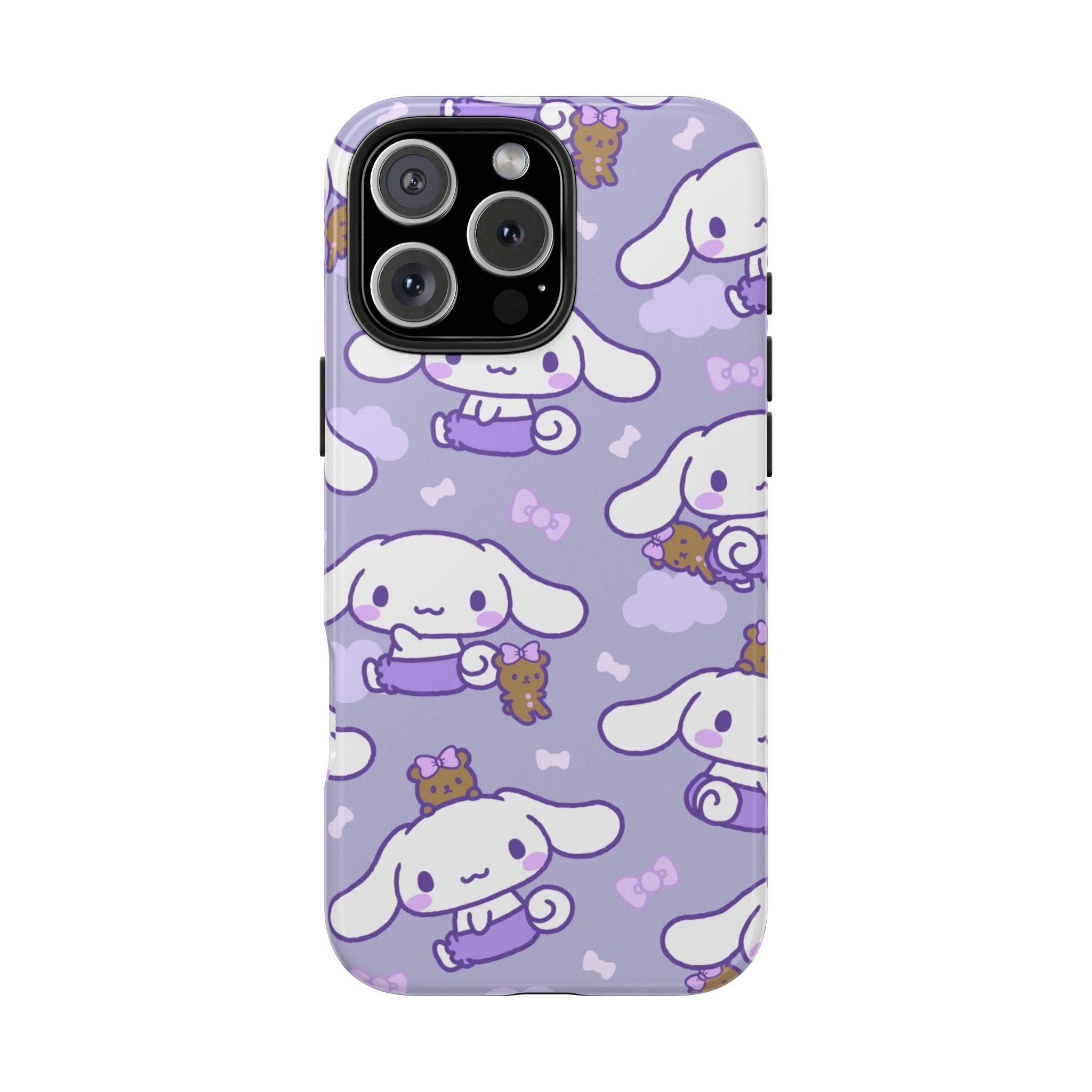 Kawaii Cinnamoroll Pattern Phone Case | Purple Cute Cartoon Puppy