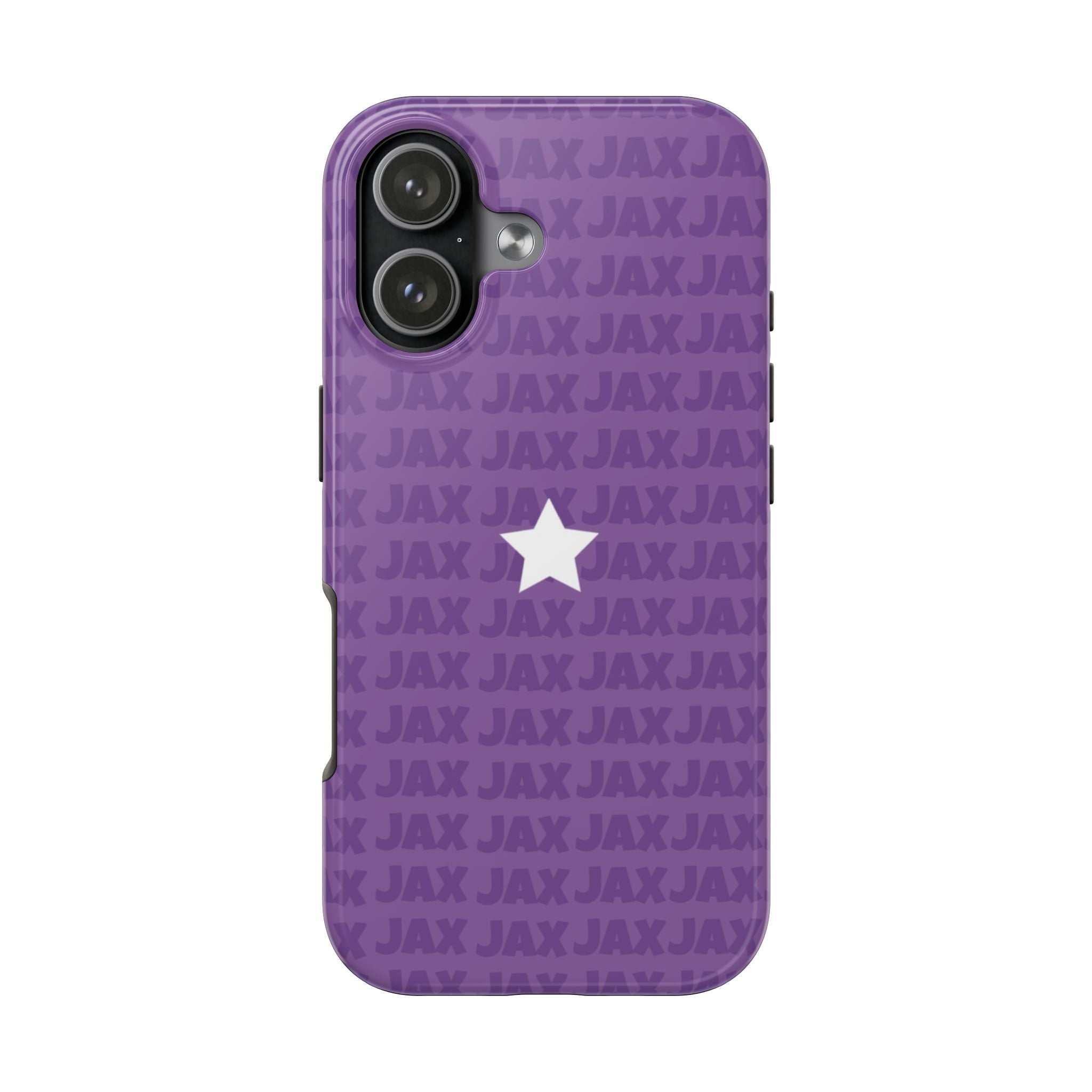 The Amazing Digital Circus JAX pattern with center star Phone Case | purple repeating name pattern