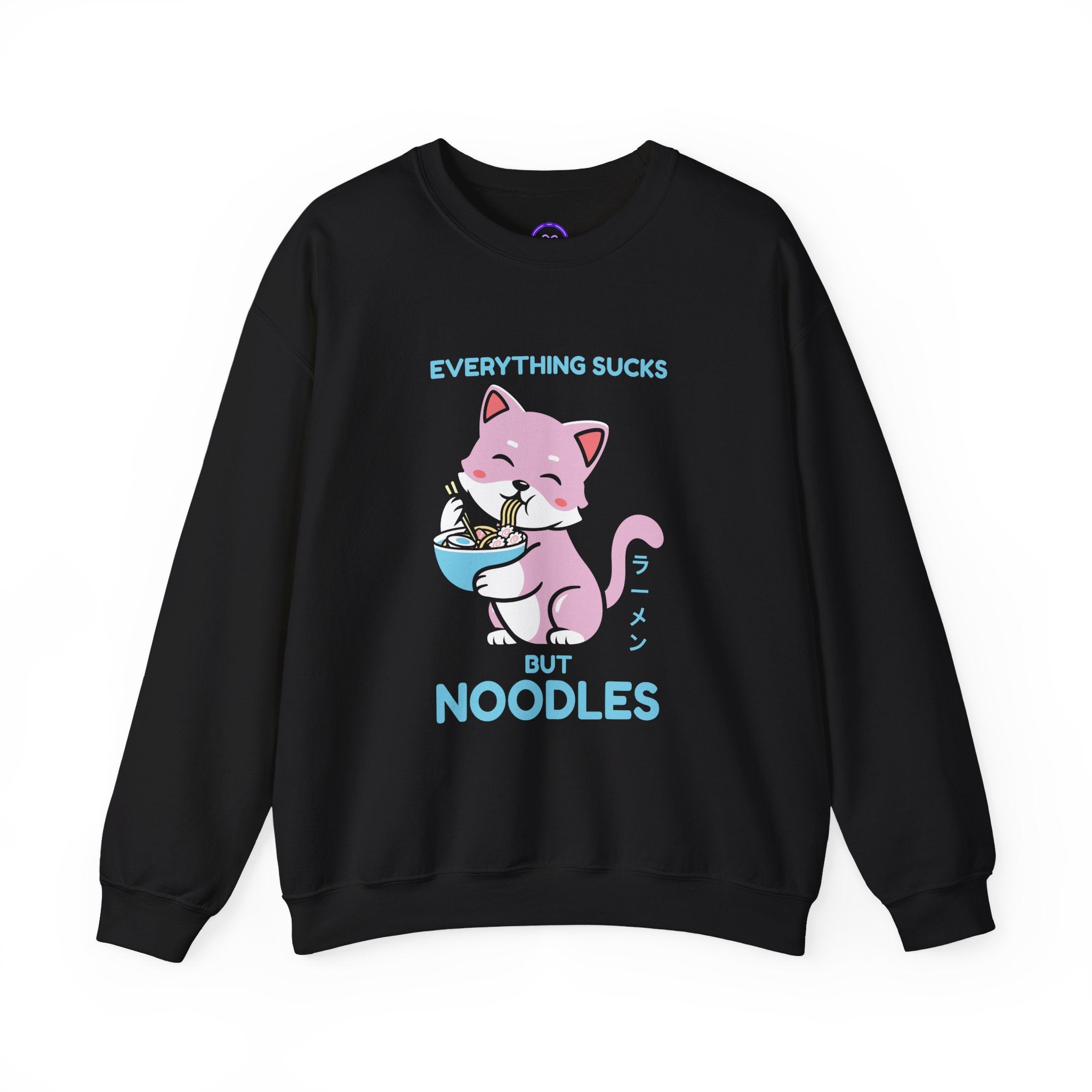 Everything Sucks But Noodles cat sweatshirt | kawaii ramen graphic