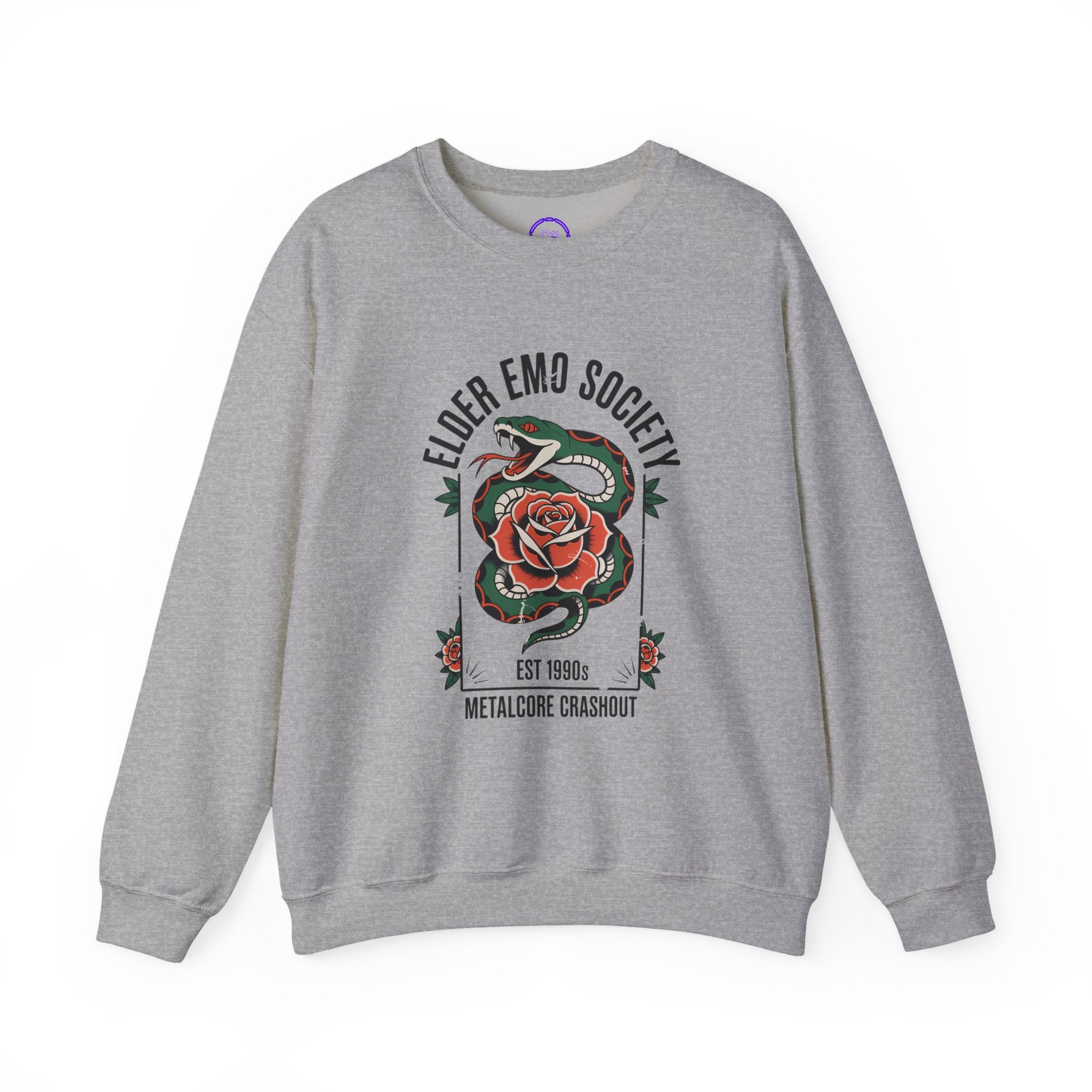 Elder Emo Society snake and rose Crewneck Sweatshirt | Metalcore Crashout design
