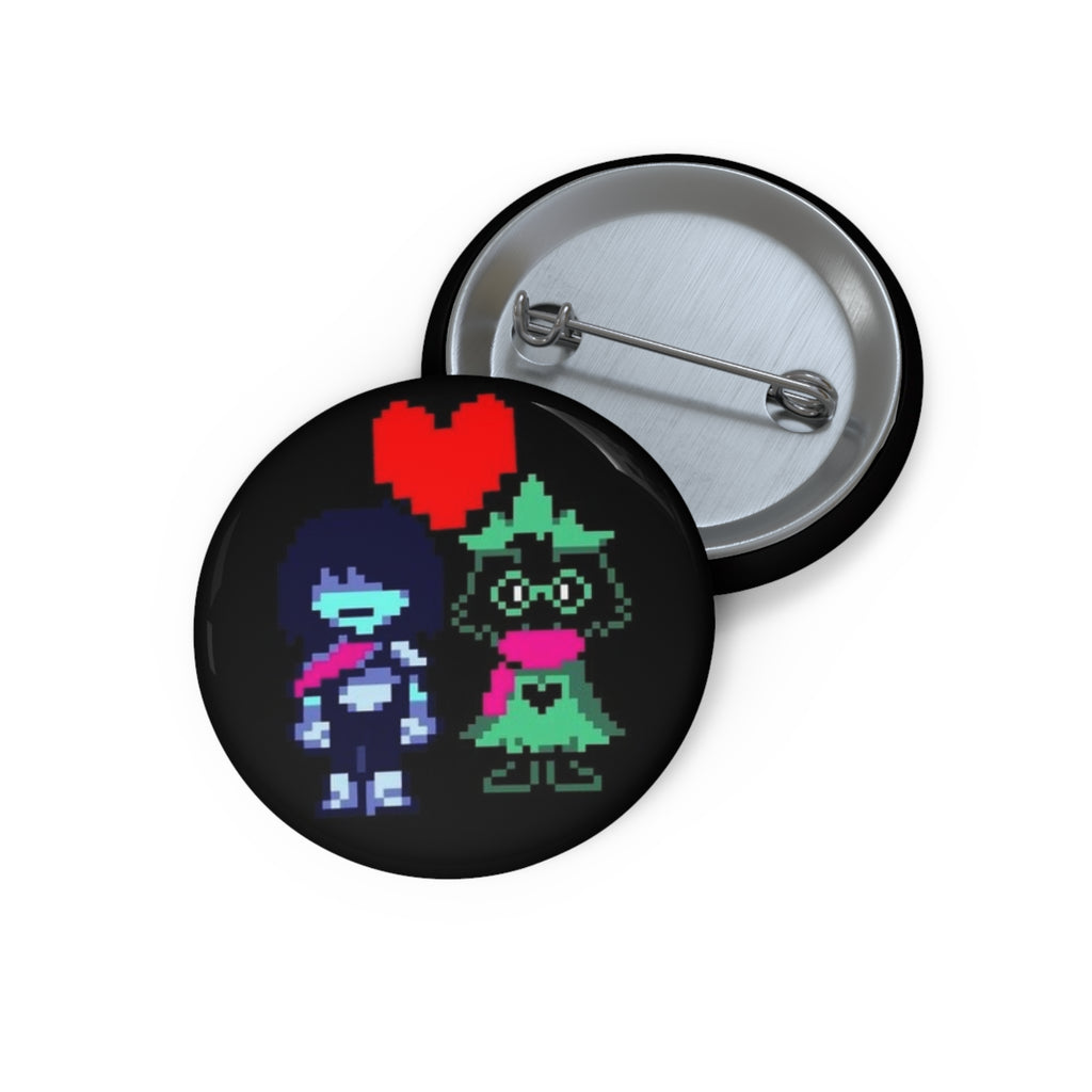 Deltarune Kris and Ralsei Pixel Heart Characters Pin Buttons | 1.25" Round Button Pin