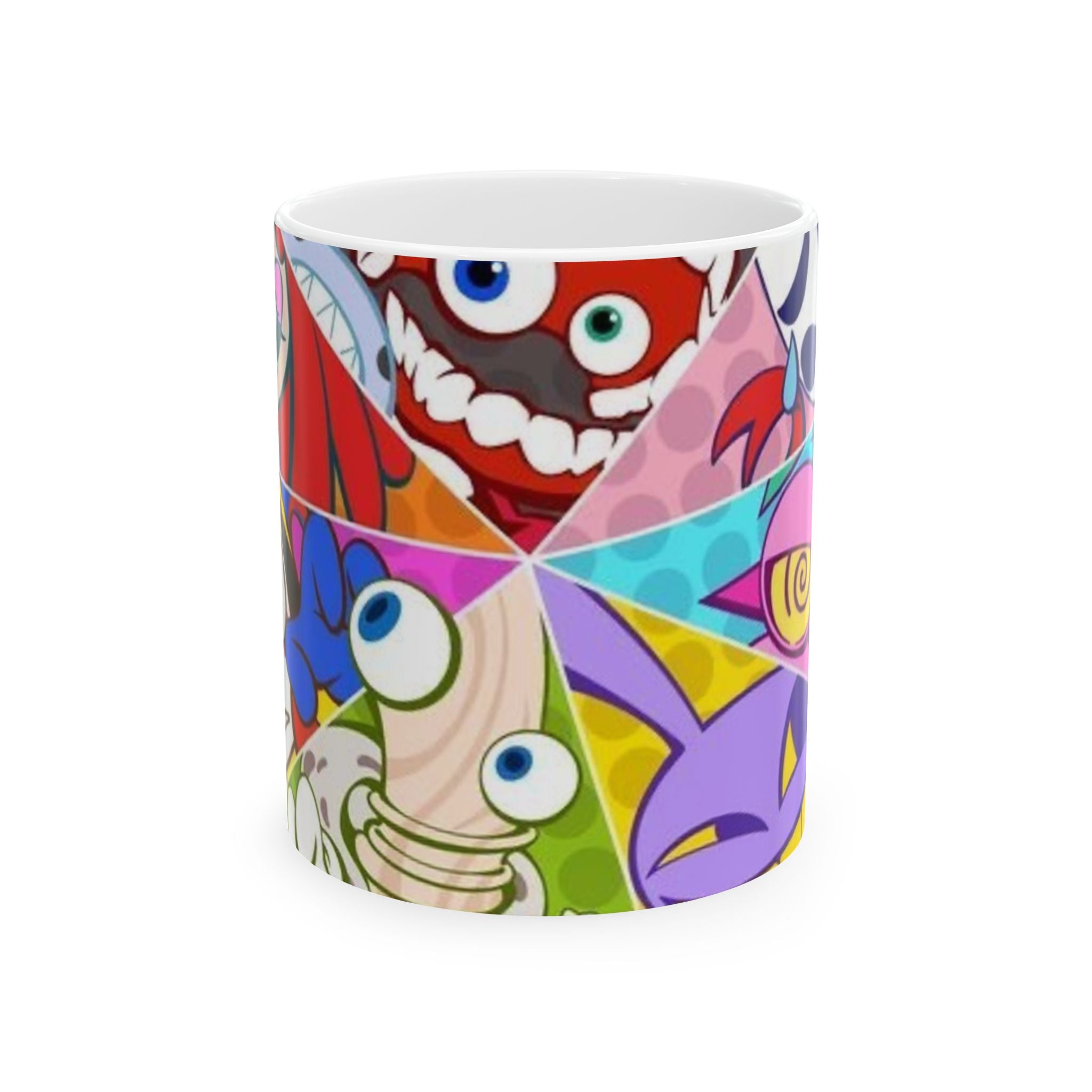 The Amazing Digital Circus Mug Colorful Cartoon Faces Mug | Collage Character Art Ceramic Mug