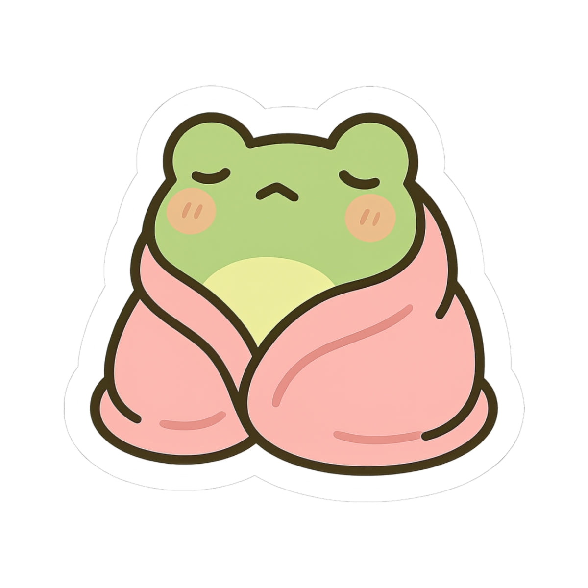 Cozy Wrapped Frog Sticker | Kiss-Cut Sticker, Cute Kawaii Animal Decal