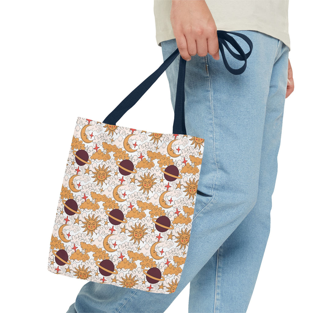 Celestial Sun Moon Pattern Tote Bag | Astrology Zodiac Starry Design