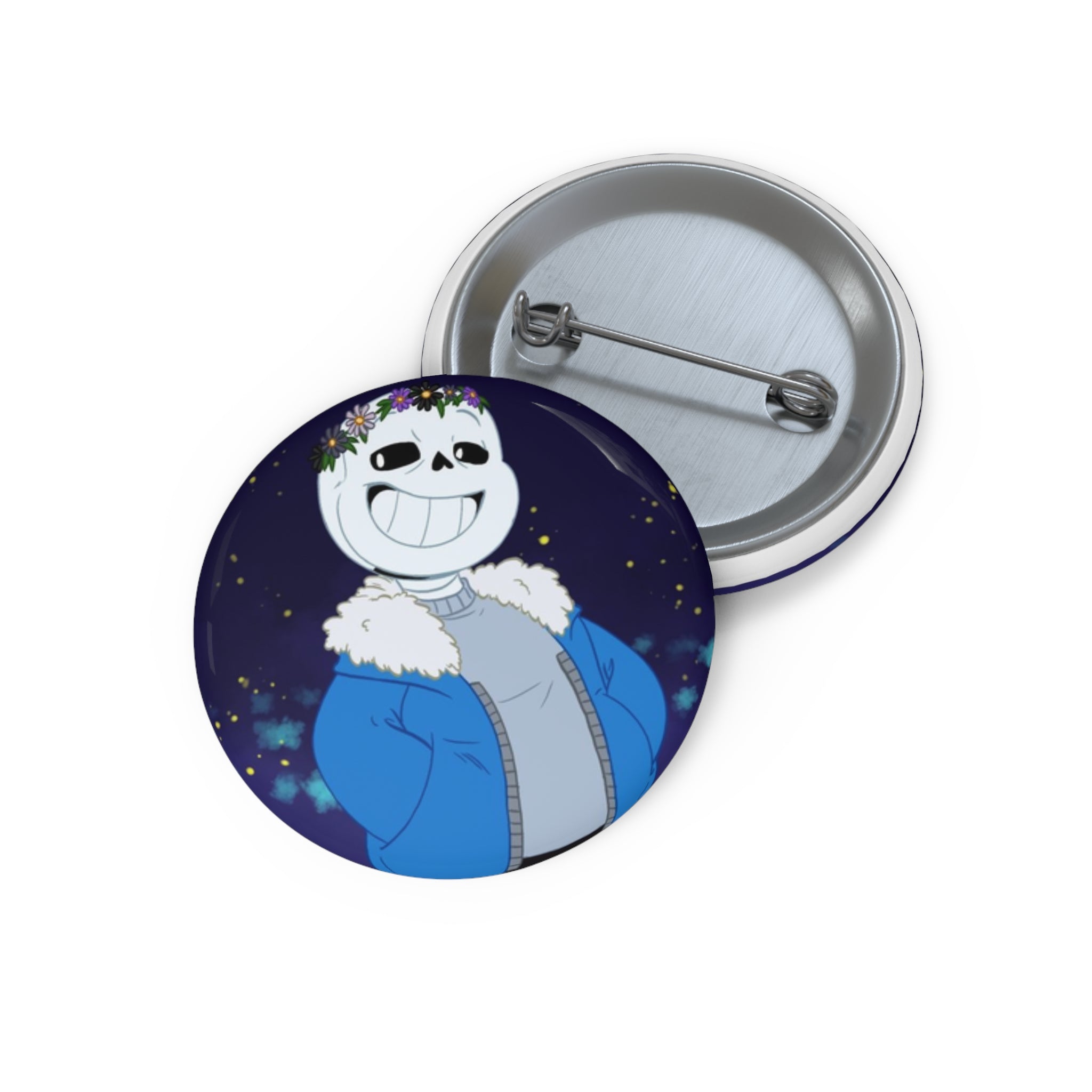 Sans Undertale Smiling Skeleton Character Pin Button | Cartoon Skull Badge