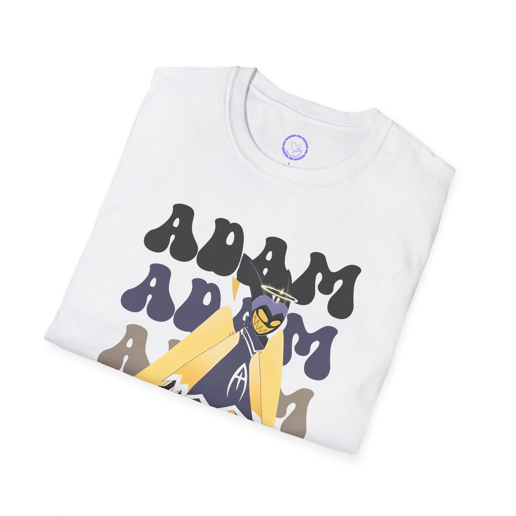 Adam Hazbin Hotel Repeated Graphic T-Shirt | Retro Psychedelic Character Illustration
