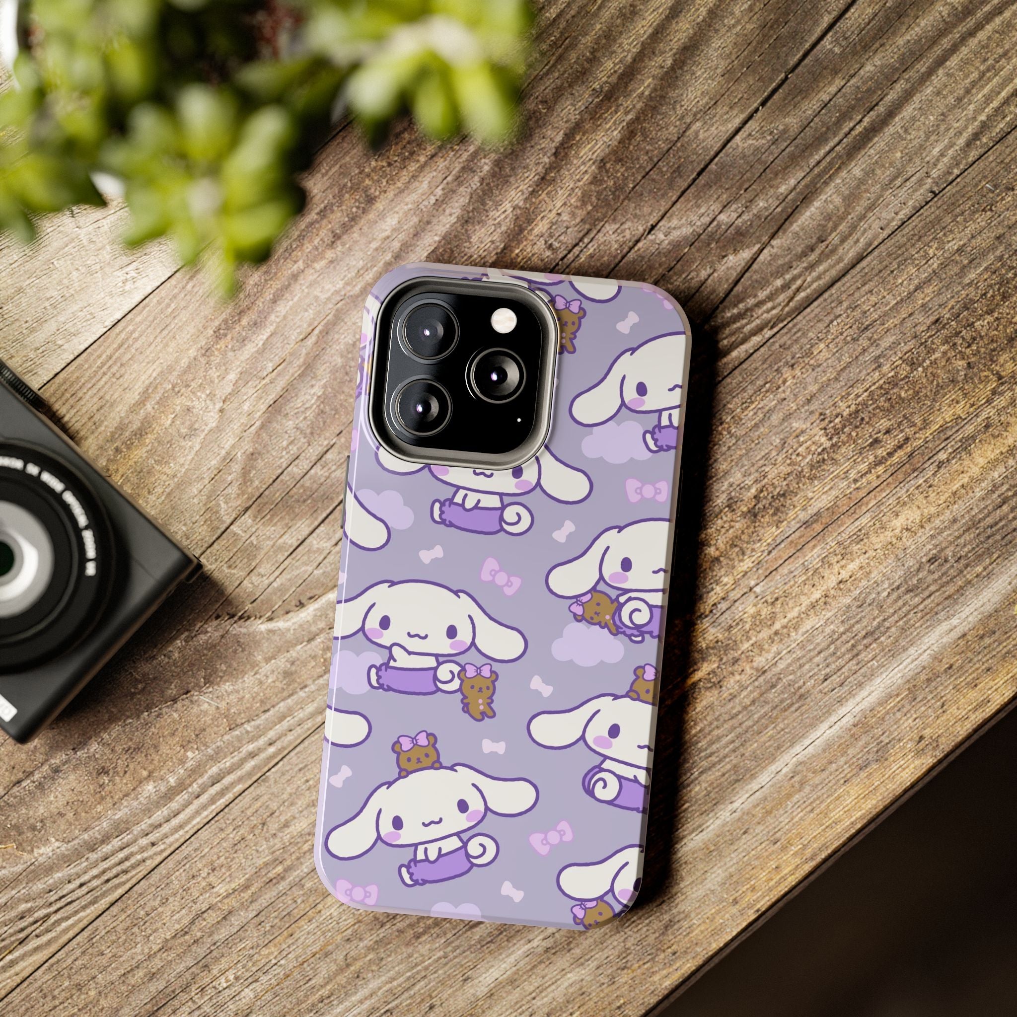 Kawaii Cinnamoroll Pattern Phone Case | Purple Cute Cartoon Puppy