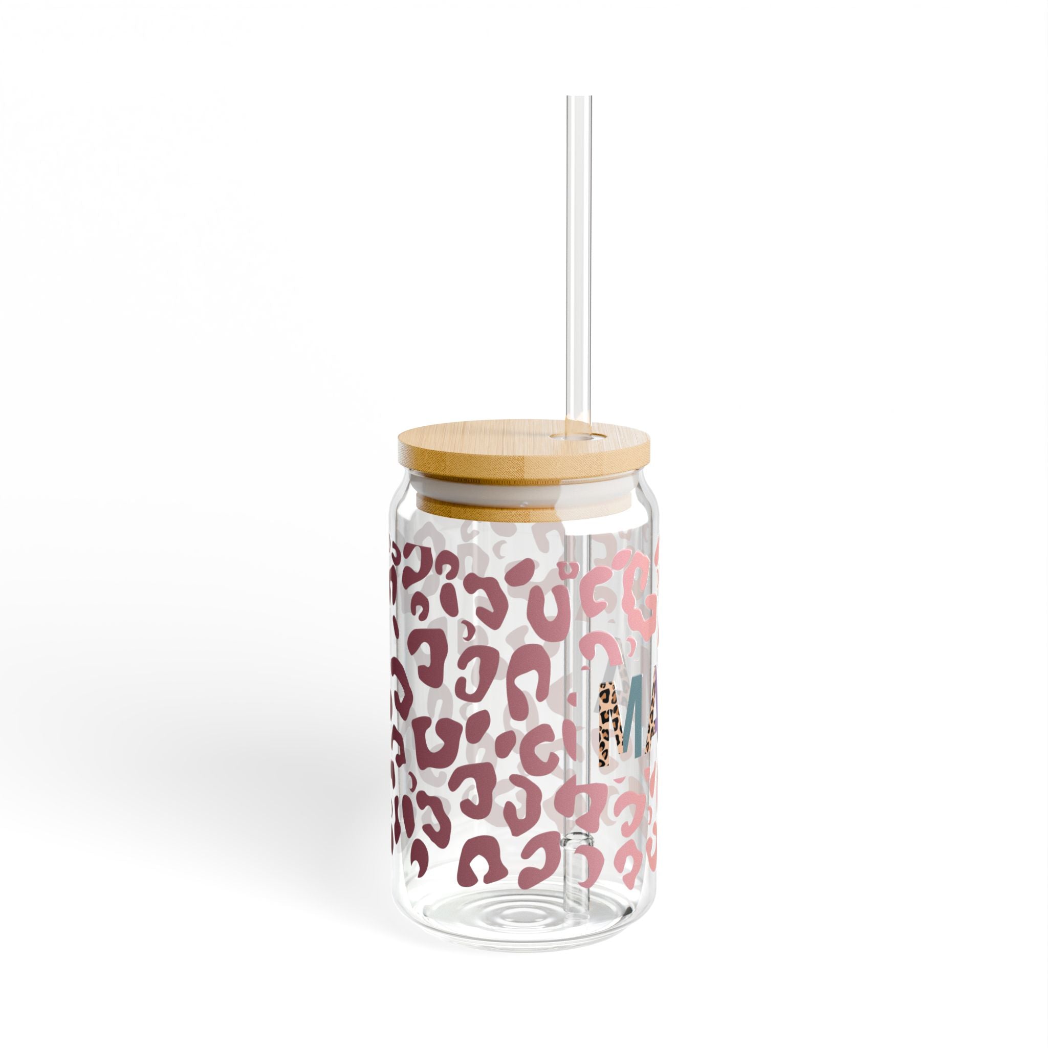 Mama Leopard Print Sipper Glass | 16oz Clear Straw Tumbler