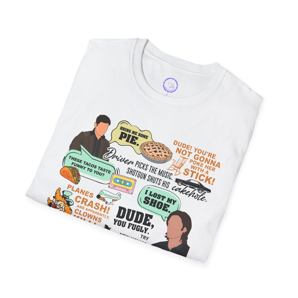 Supernatural Funny Character Quote Collage T-Shirt | Pop Culture Quotes, Character Stickers