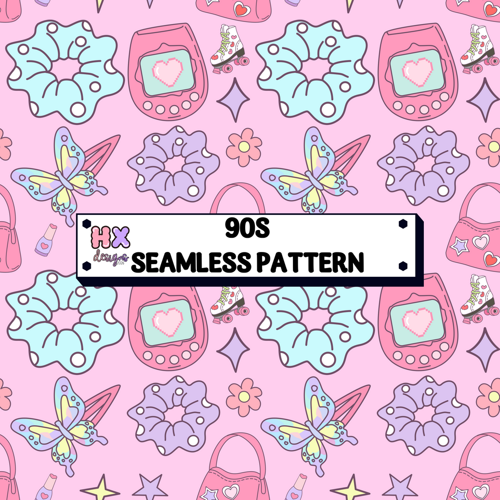90s Nostalgia Trinkets Seamless Pattern