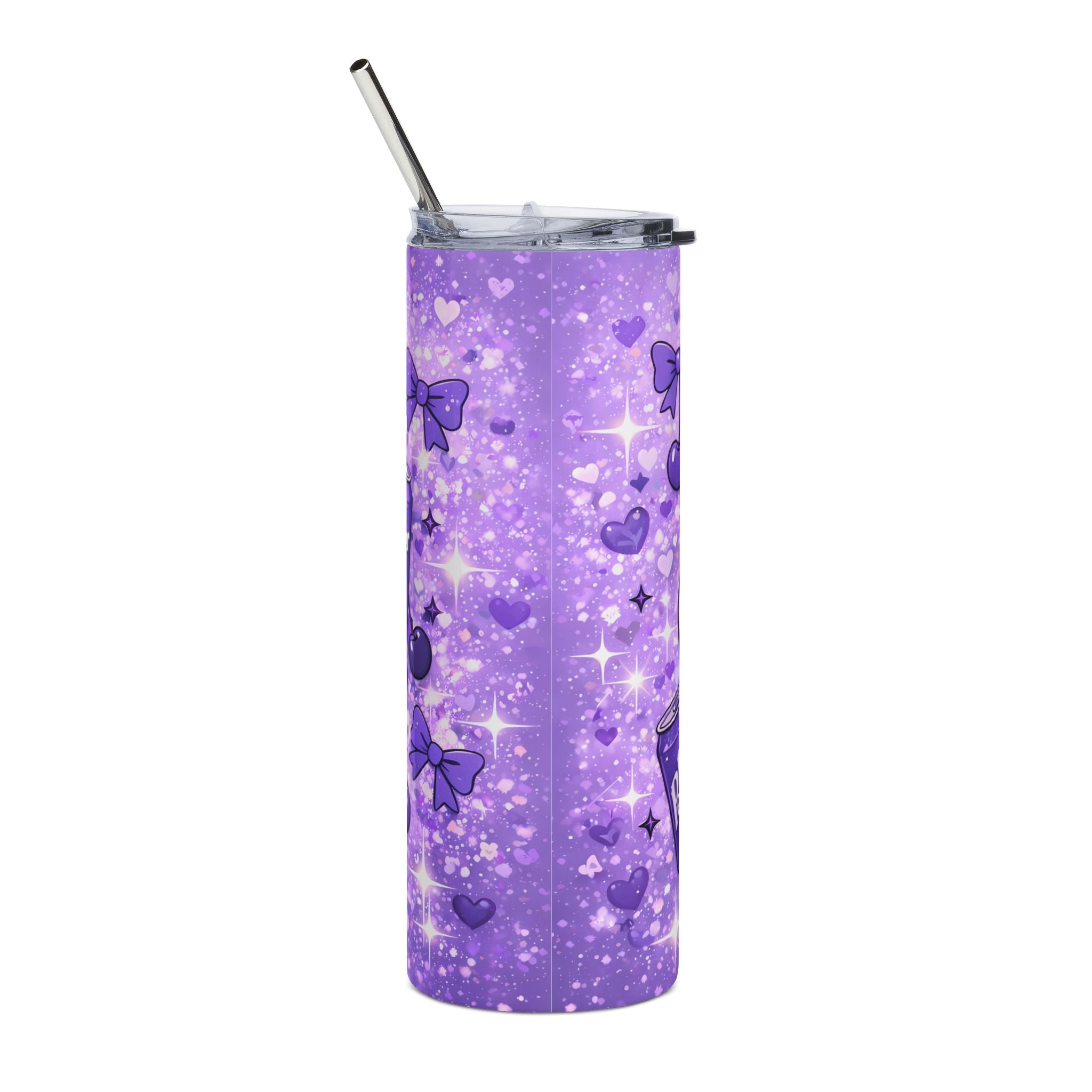 Purple Dr Pepper Girly Tumbler | 20oz Stainless Steel Purple Aesthetic Soda Cherry Design