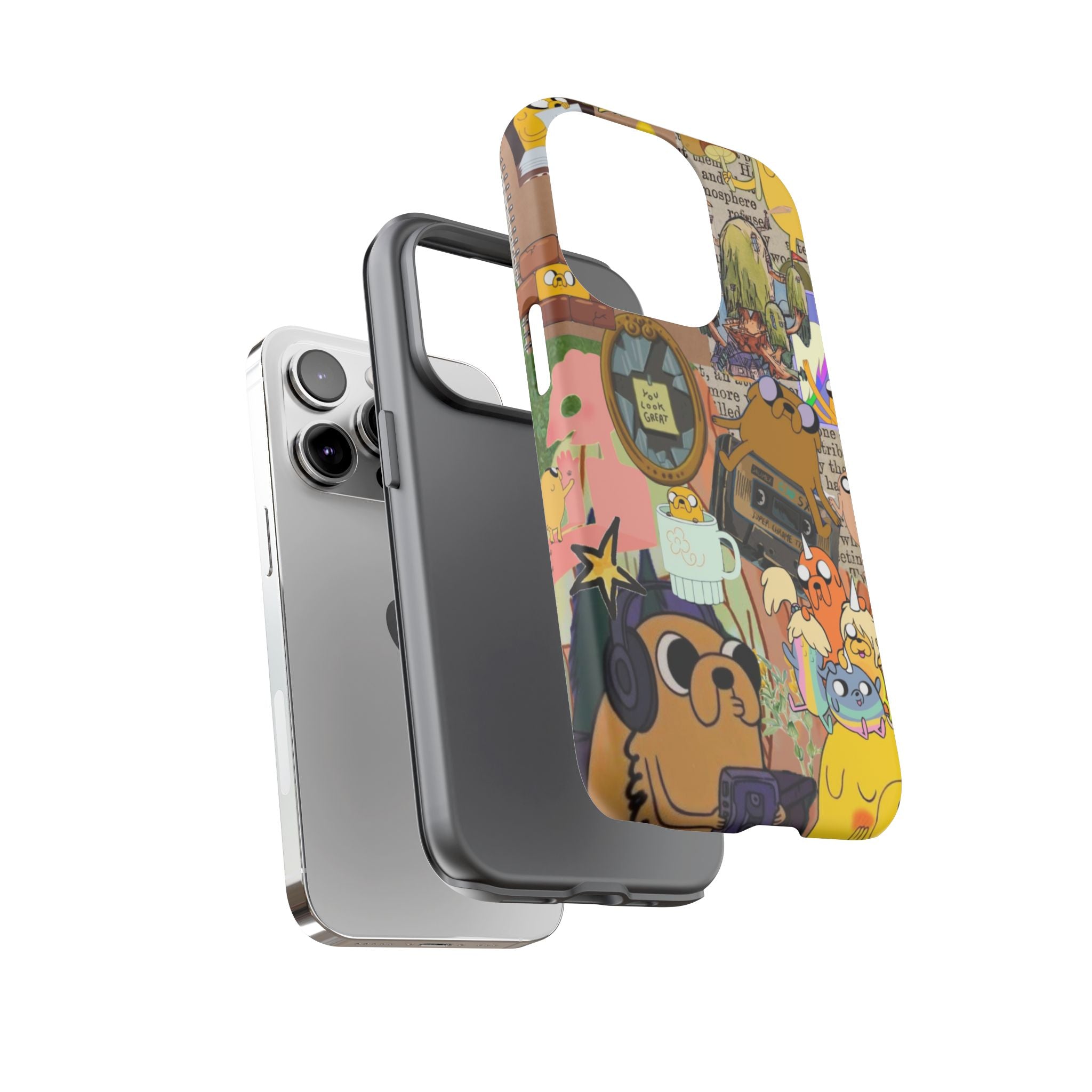 Adventure Time Jake the Dog Cartoon Collage Phone Case | Adventure Dog Character Pattern
