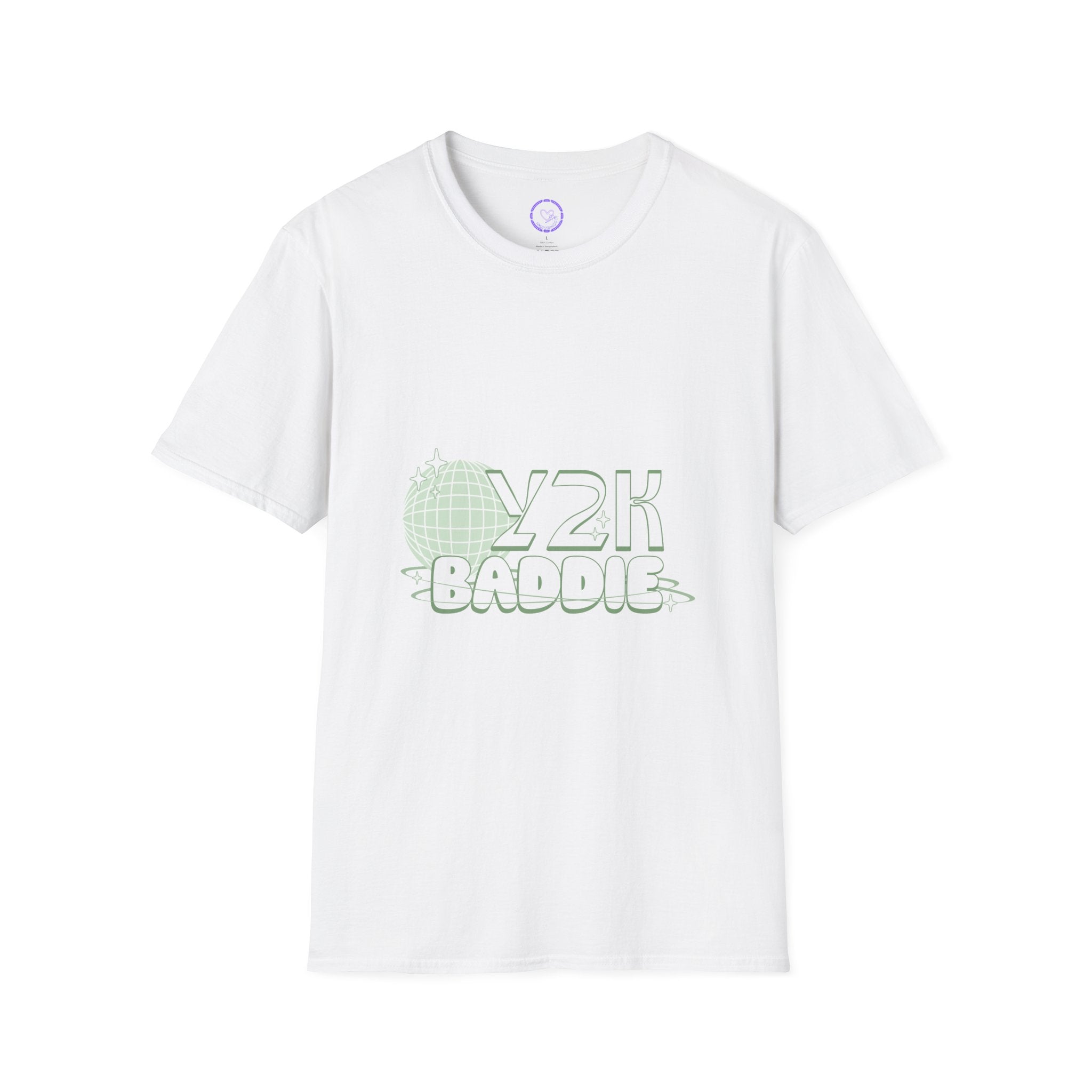 Y2K Baddie T-Shirt | 2000s Retro Graphic Tee, Green Grid Aesthetic