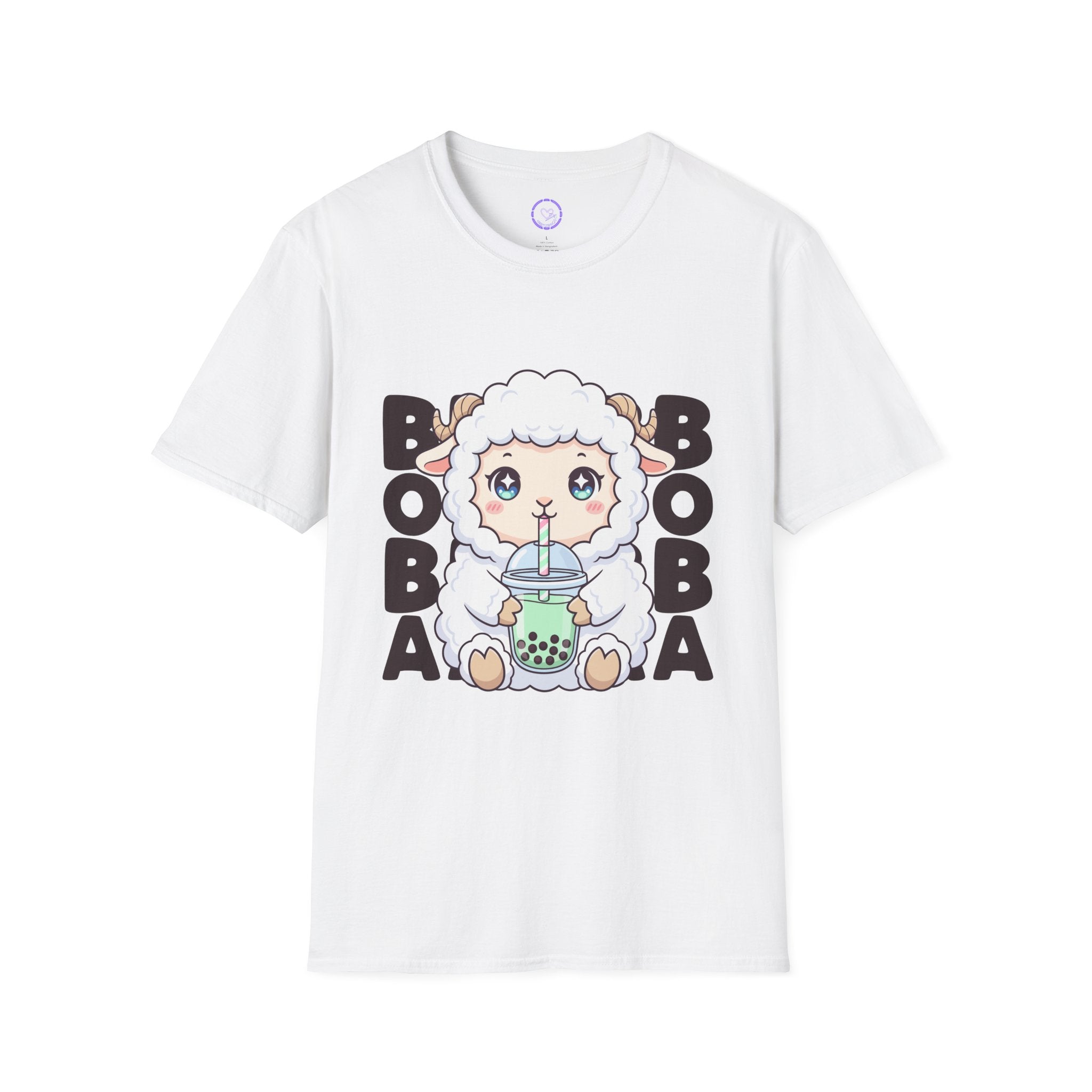 Cute Sheep with Boba T-Shirt | Kawaii Bubble Tea Lamb Design