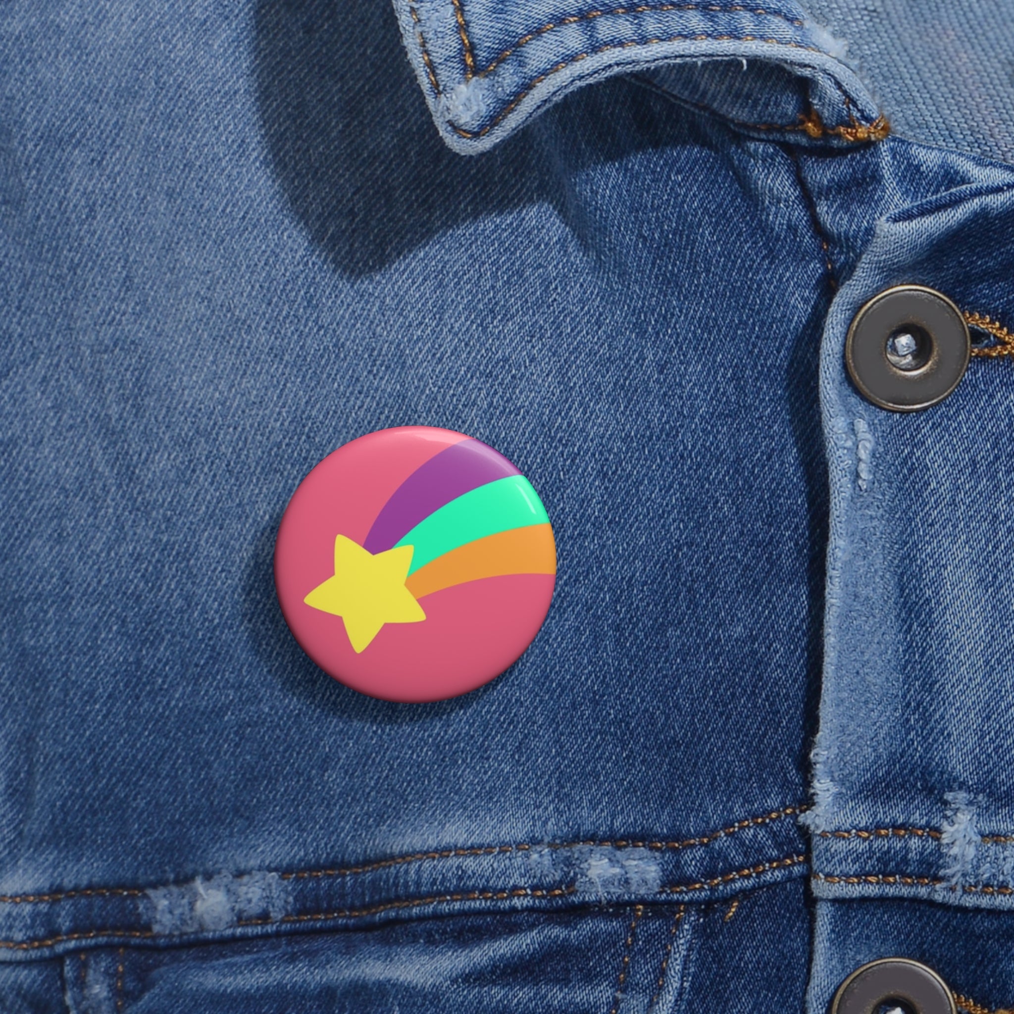 Shooting Rainbow Star Pin Button | Cute Enamel-Style Badge