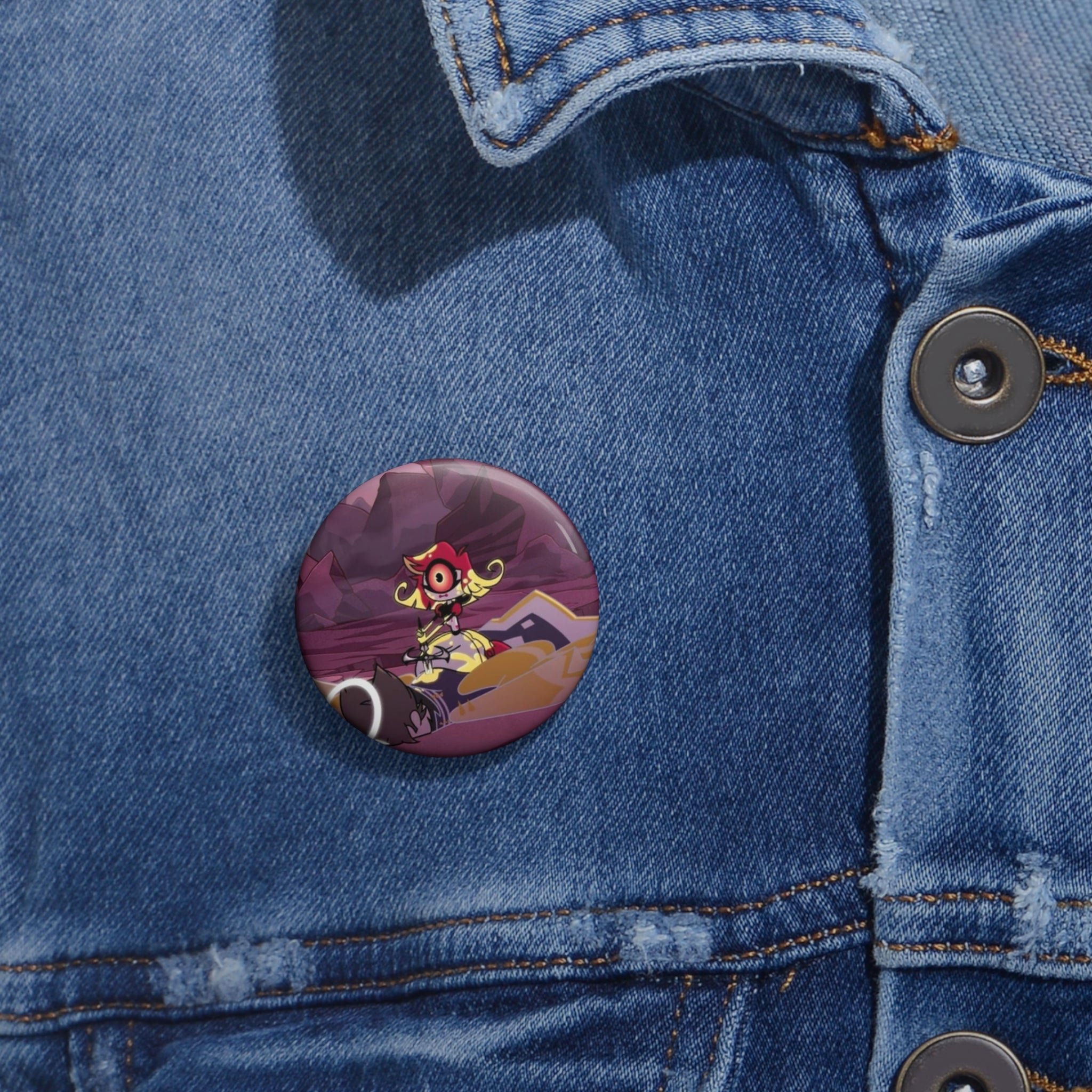Niffty Stabs Adam Hazbin Hotel pin button | Custom Pin Buttons