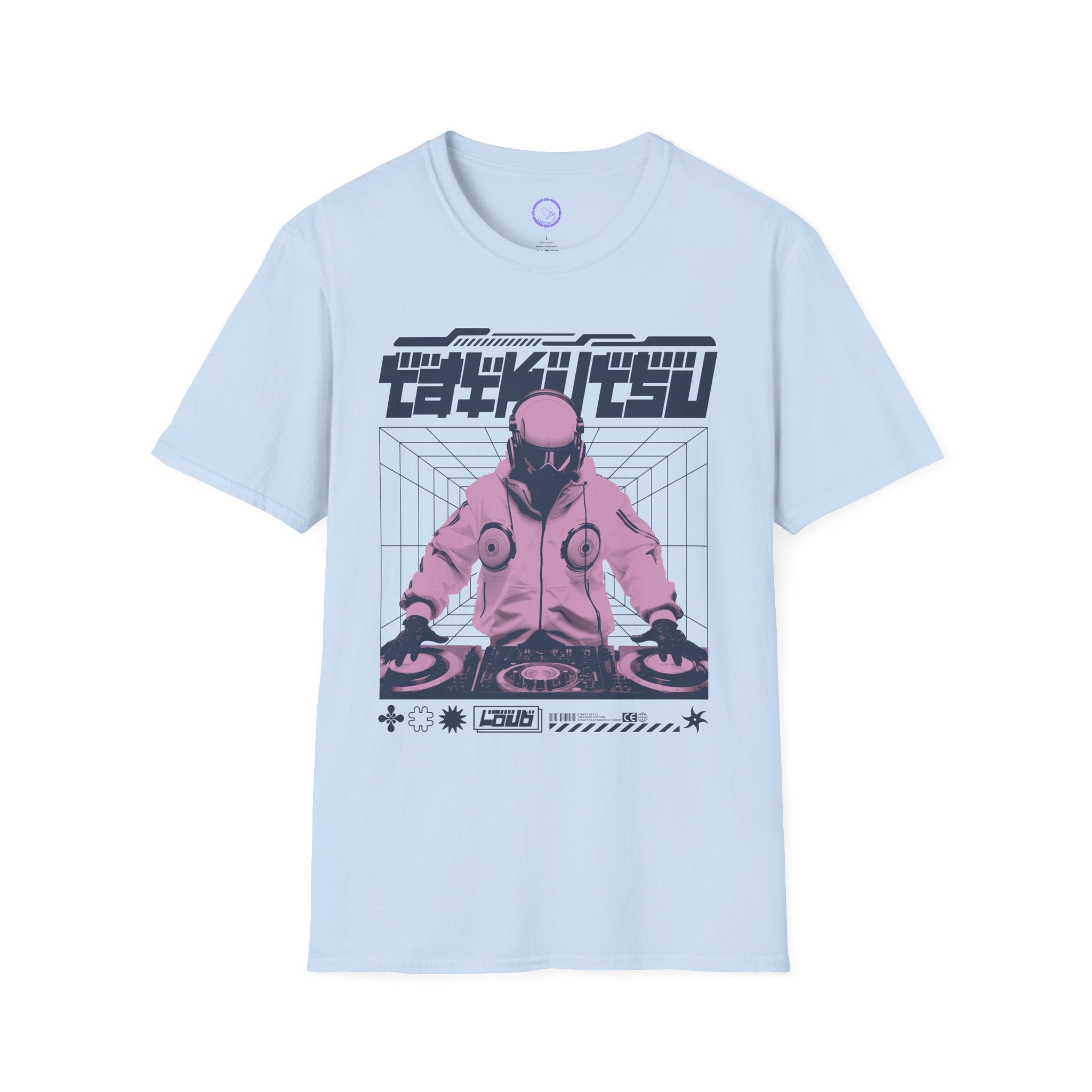 Y2K Cyber DJ graphic T-Shirt | Retro Futuristic Vaporwave DJ design
