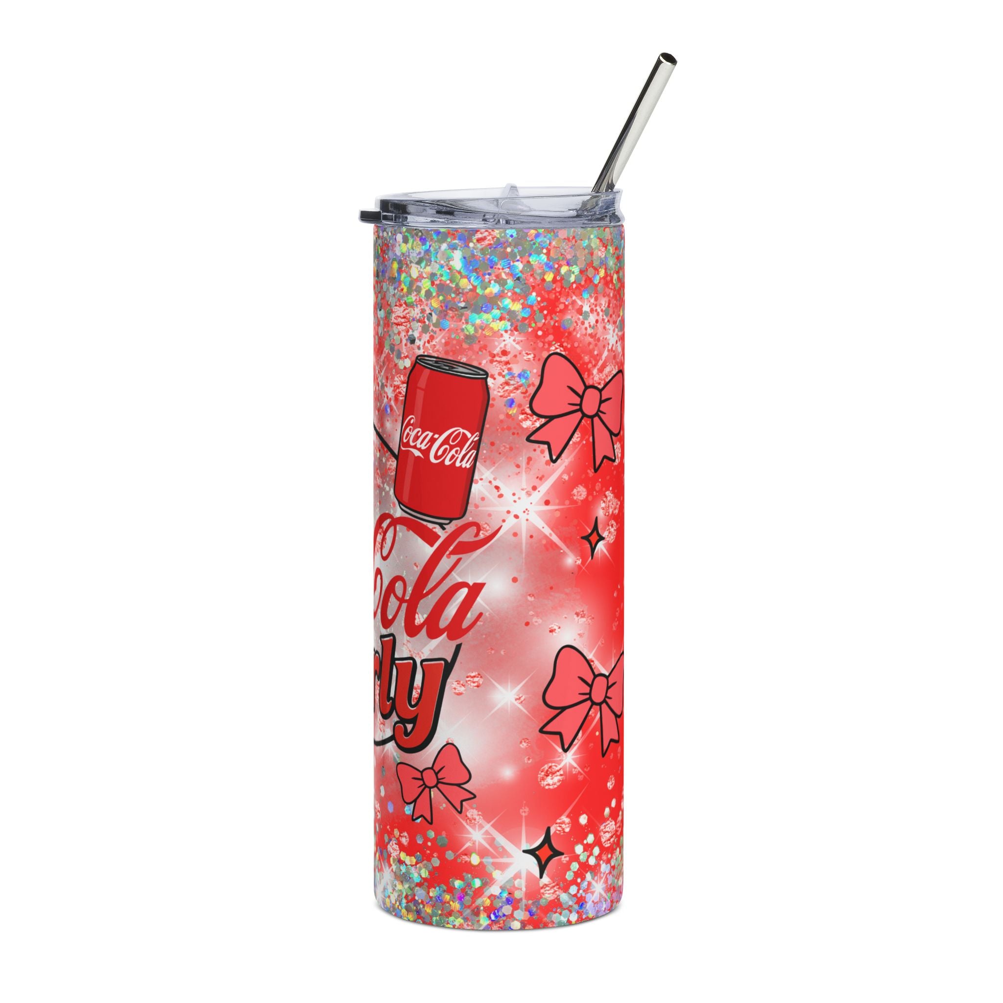 Coke Coca-Cola Girly Graphic Tumbler | 20oz Stainless Steel Sparkle Design