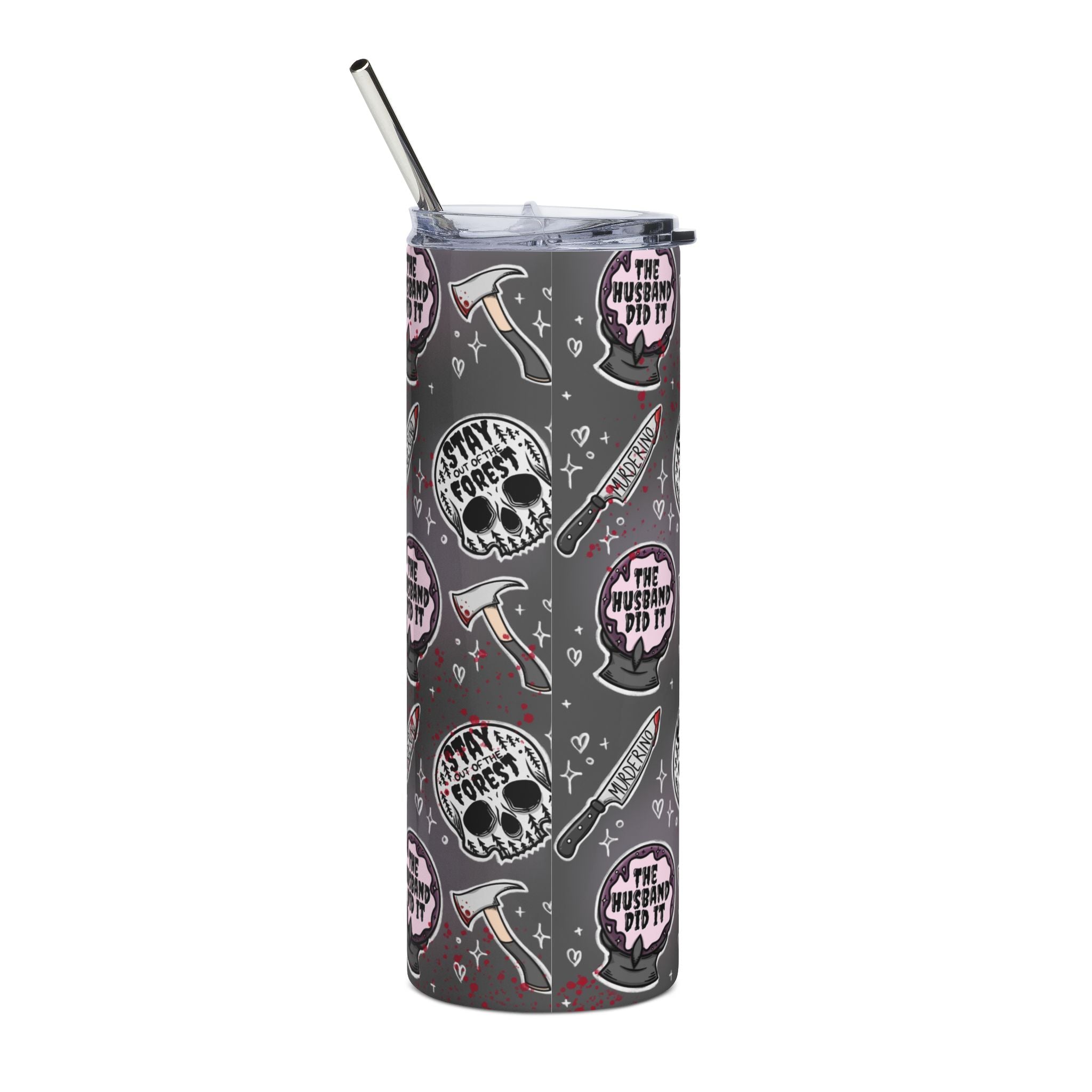Kawaii Pastel True Crime Egirl Skull Axe Pattern Stainless Steel Tumbler | 20oz