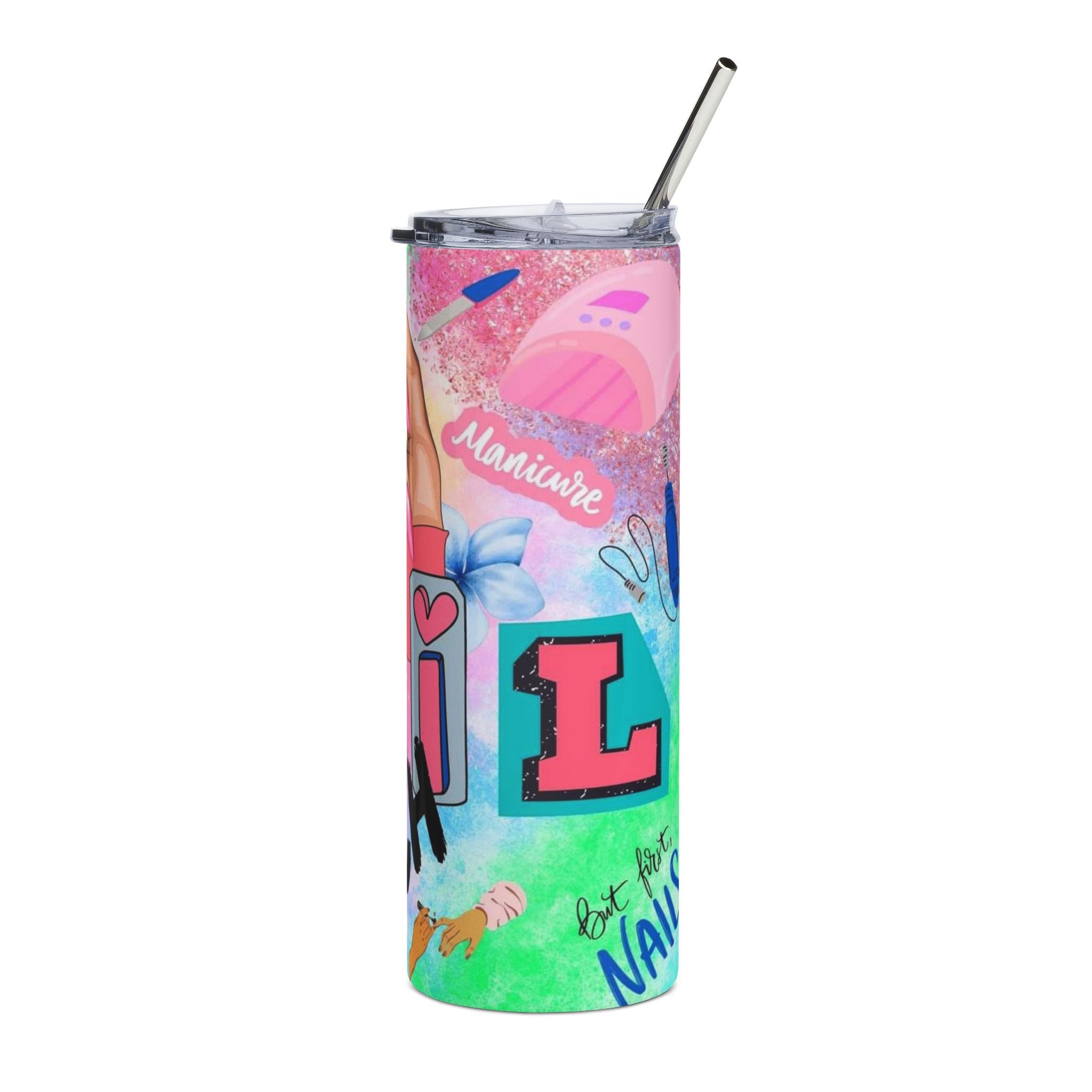 Nail Tech Collage Tumbler | 20oz Stainless Steel Travel Cup
