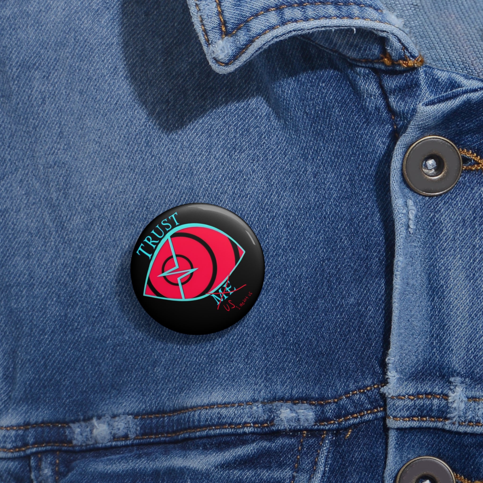 Hazbin Hotel Vox VoxTek The Vees Trust Me eye logo Pin Button | Custom Enamel Style Button