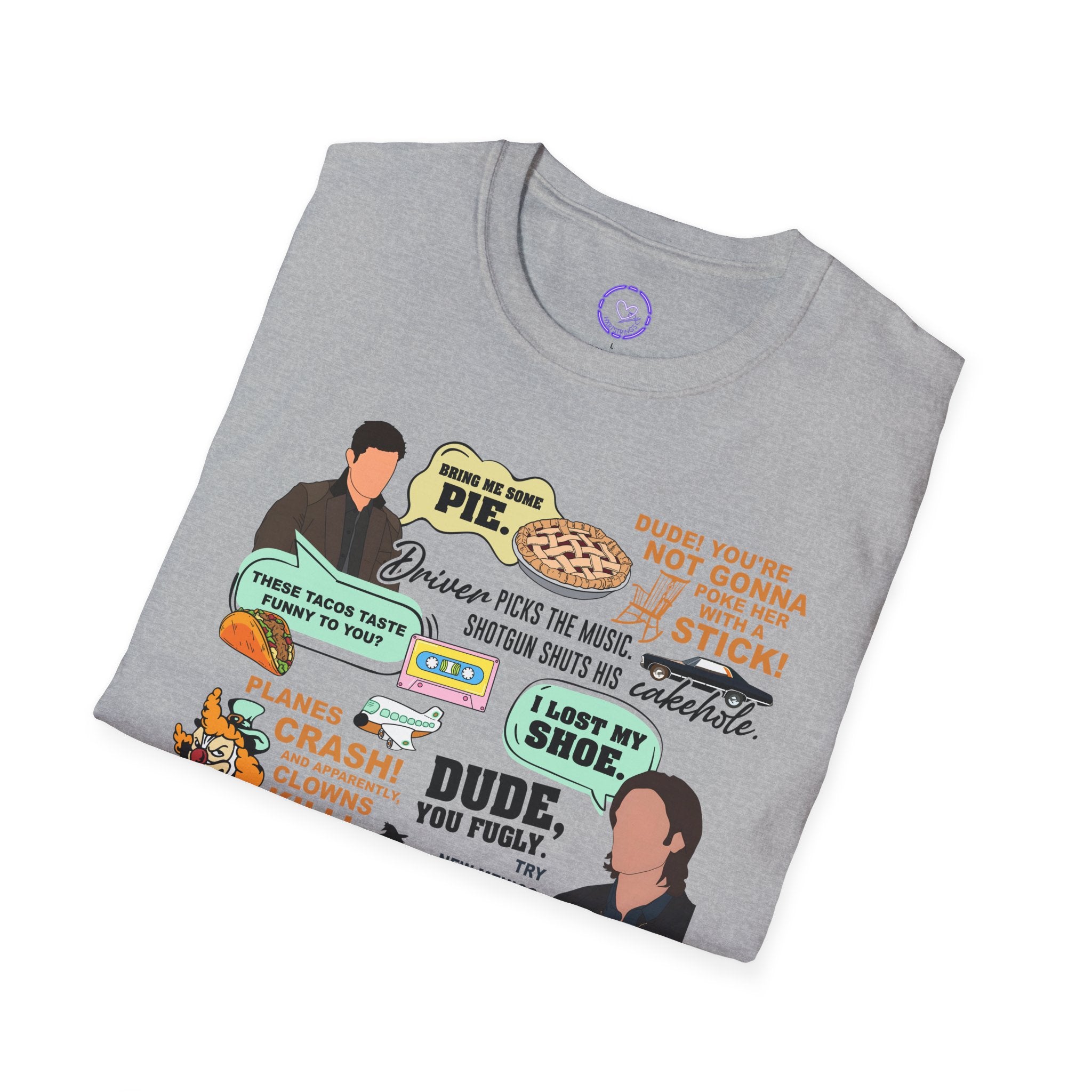 Supernatural Funny Character Quote Collage T-Shirt | Pop Culture Quotes, Character Stickers
