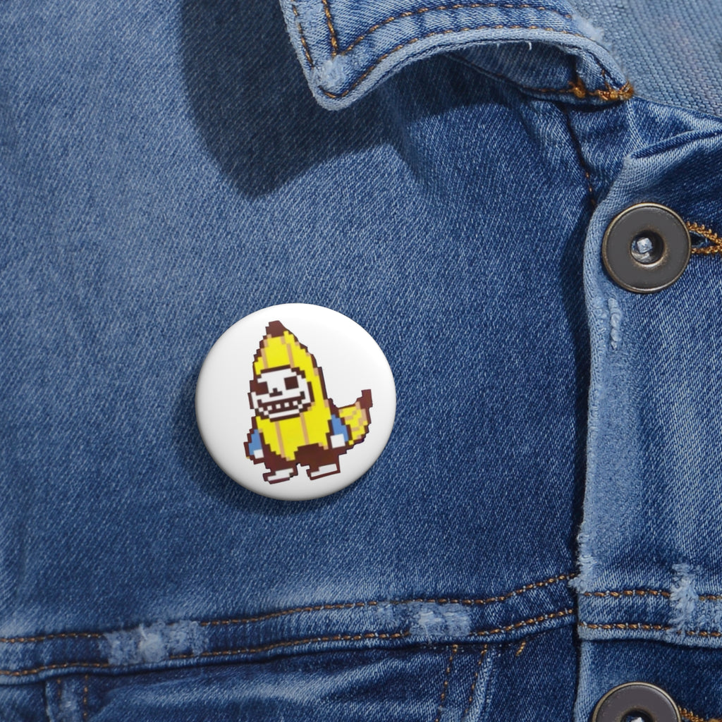 Undertale Sans BananaPixel Banana Skeleton Pin, Round Button Pin | Retro 8-bit Novelty Accessory