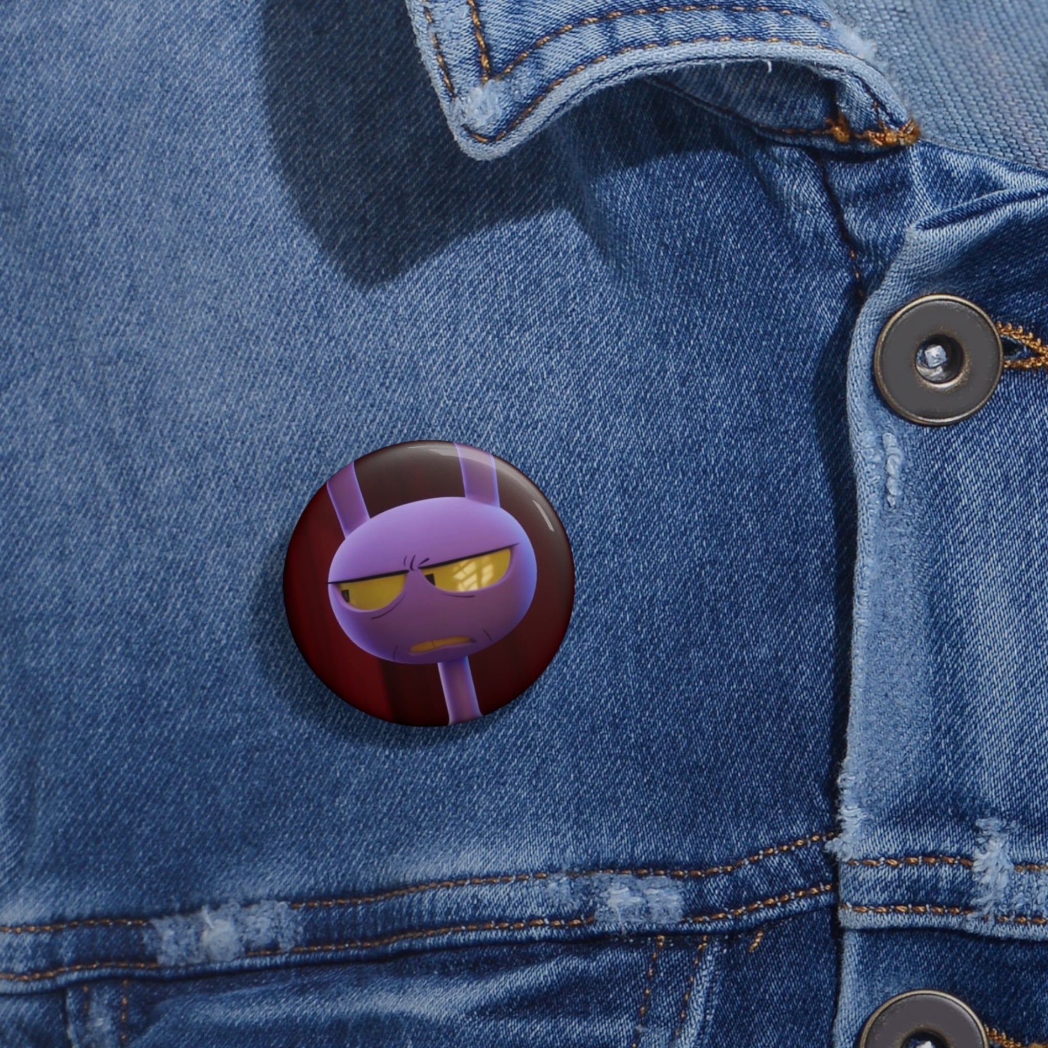 The Amazing Digital Circus Jax Mad Grumpy Purple Cat Pin Button | 1.25in Round Enamel Style