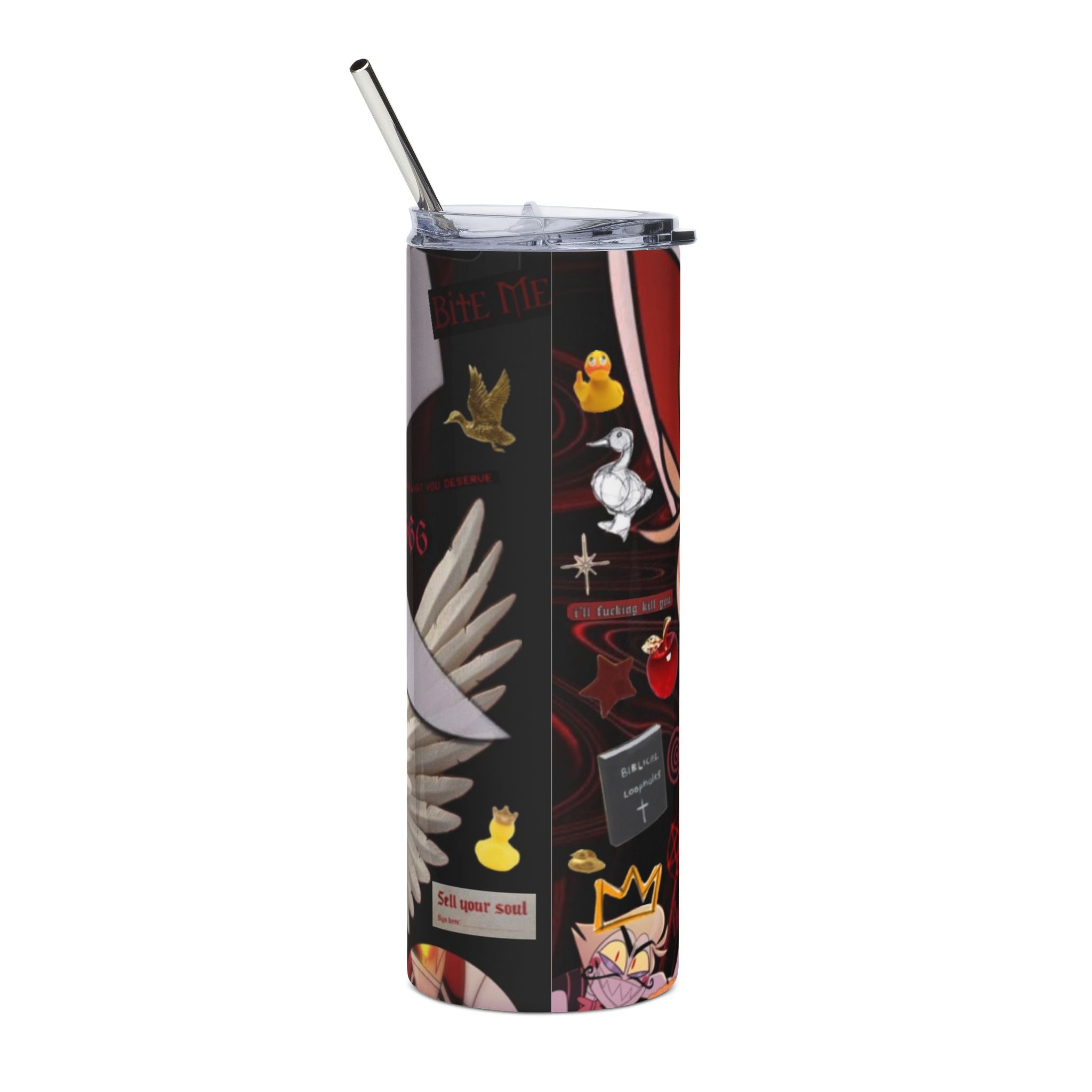 Hazbin Hotel Lucifer Devilish Character Holding Apple tumbler | 20oz Stainless Steel Tumbler