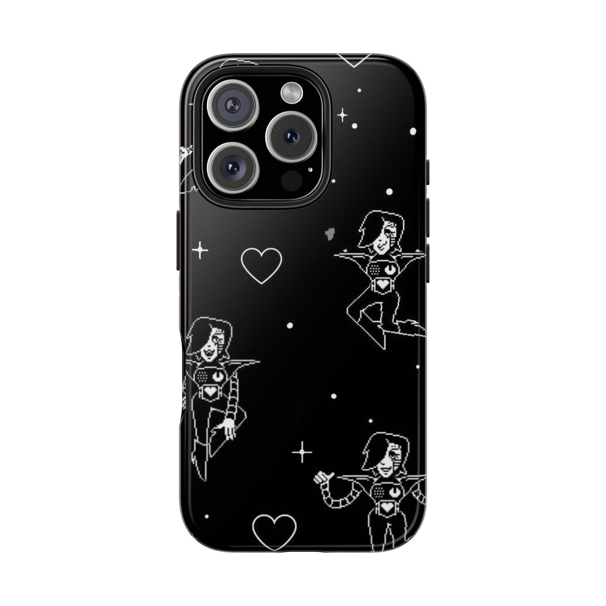 Undertale Metaton Goth Space Girl pattern Phone Case | black heart stars indie aesthetic