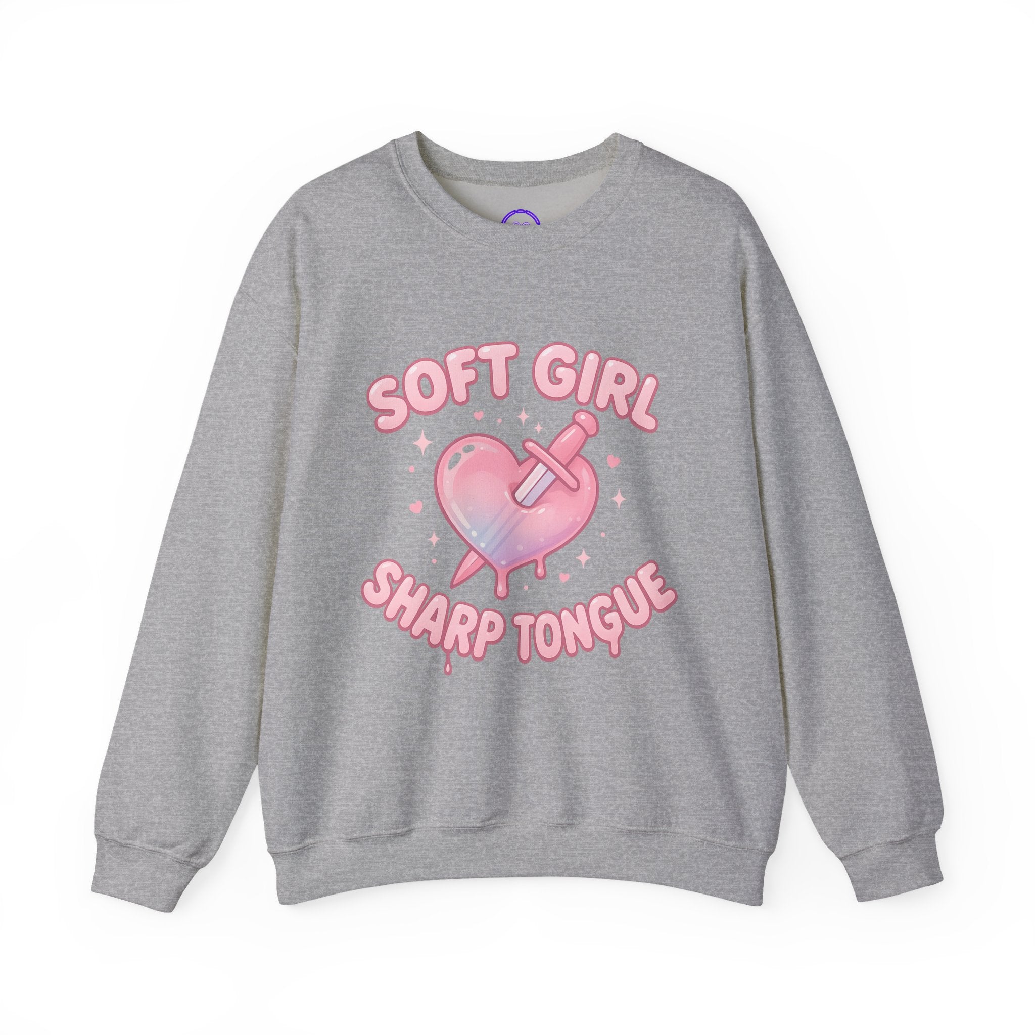 Kawaii Alt Aesthetic Soft Girl Sharp Tongue sweatshirt | Heart Dagger Graphic Crewneck