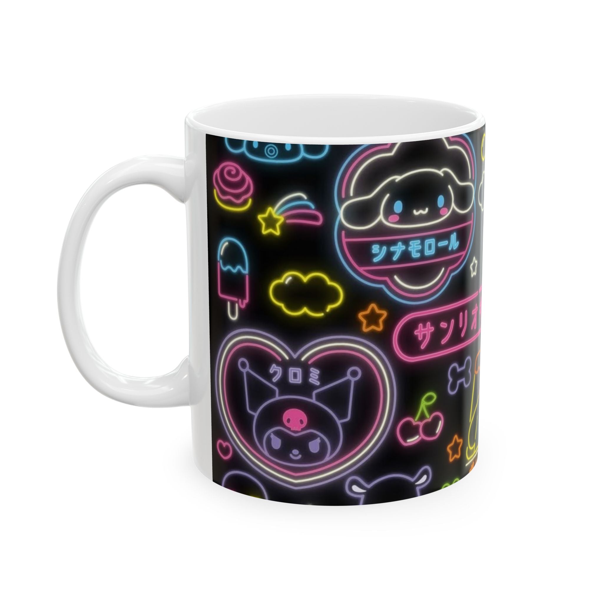 Kuromi Neon Sanrio Characters Mug | Hello Kitty Pompompurin Kawaii Ceramic