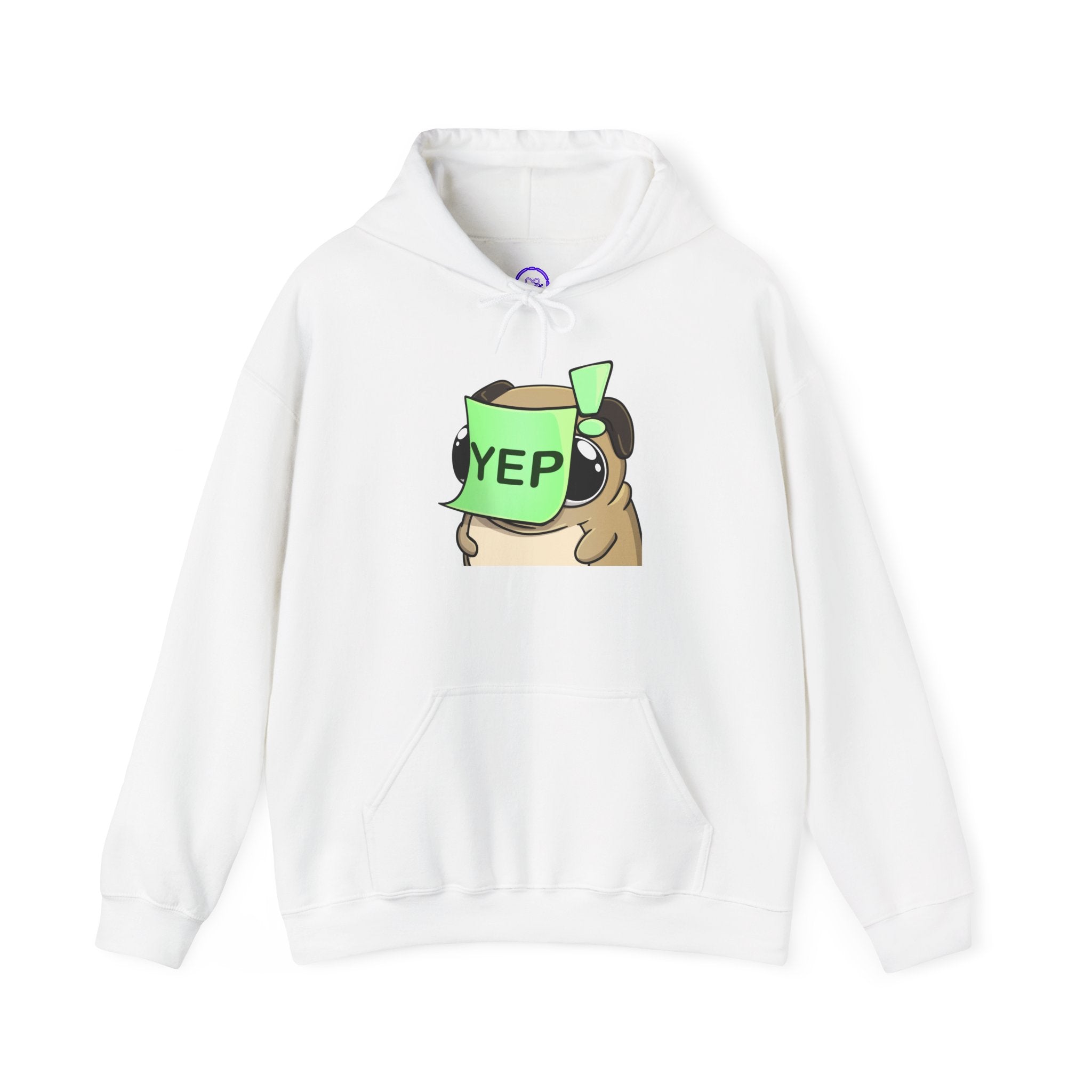 Pug Holding  YEP Mug Hoodie | Cute Dog Coffee Illustration