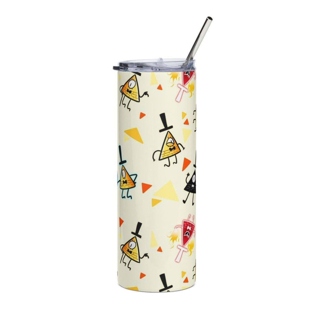 Gravity Falls Bill Cipher Weird Triangle Characters Stainless Steel Tumbler | 20oz Patterned Travel Cup