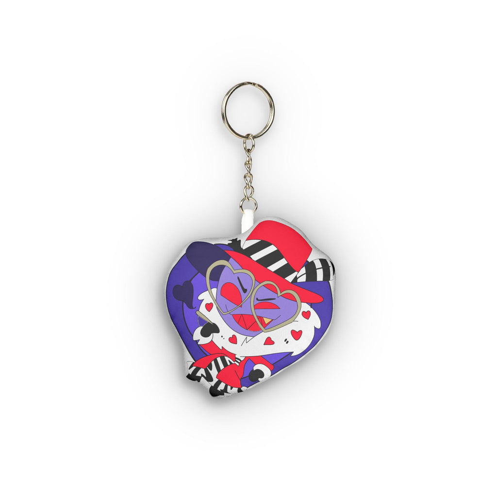 Hazbin Hotel Valentino Heart Clown Illustration Custom Shape Mini Plush Keychain | Heart Plush Keychain