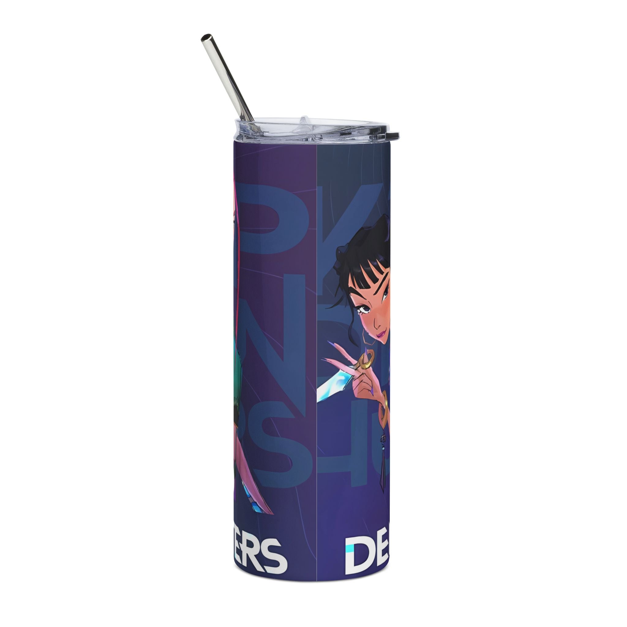 Kpop Demon Hunters Neon Anime Characters Stainless Steel Tumbler 20oz | Kpop Idol Art