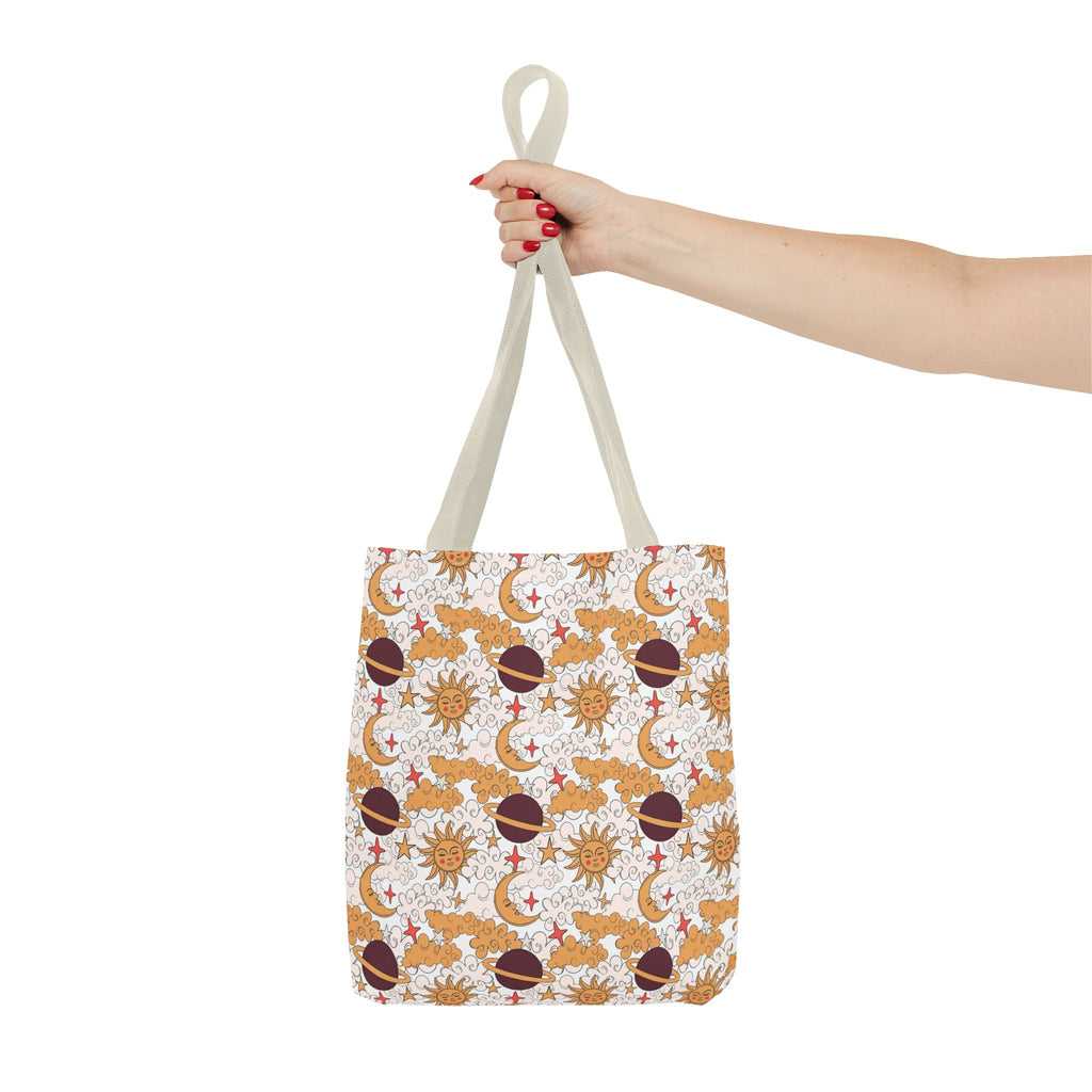 Celestial Sun Moon Pattern Tote Bag | Astrology Zodiac Starry Design