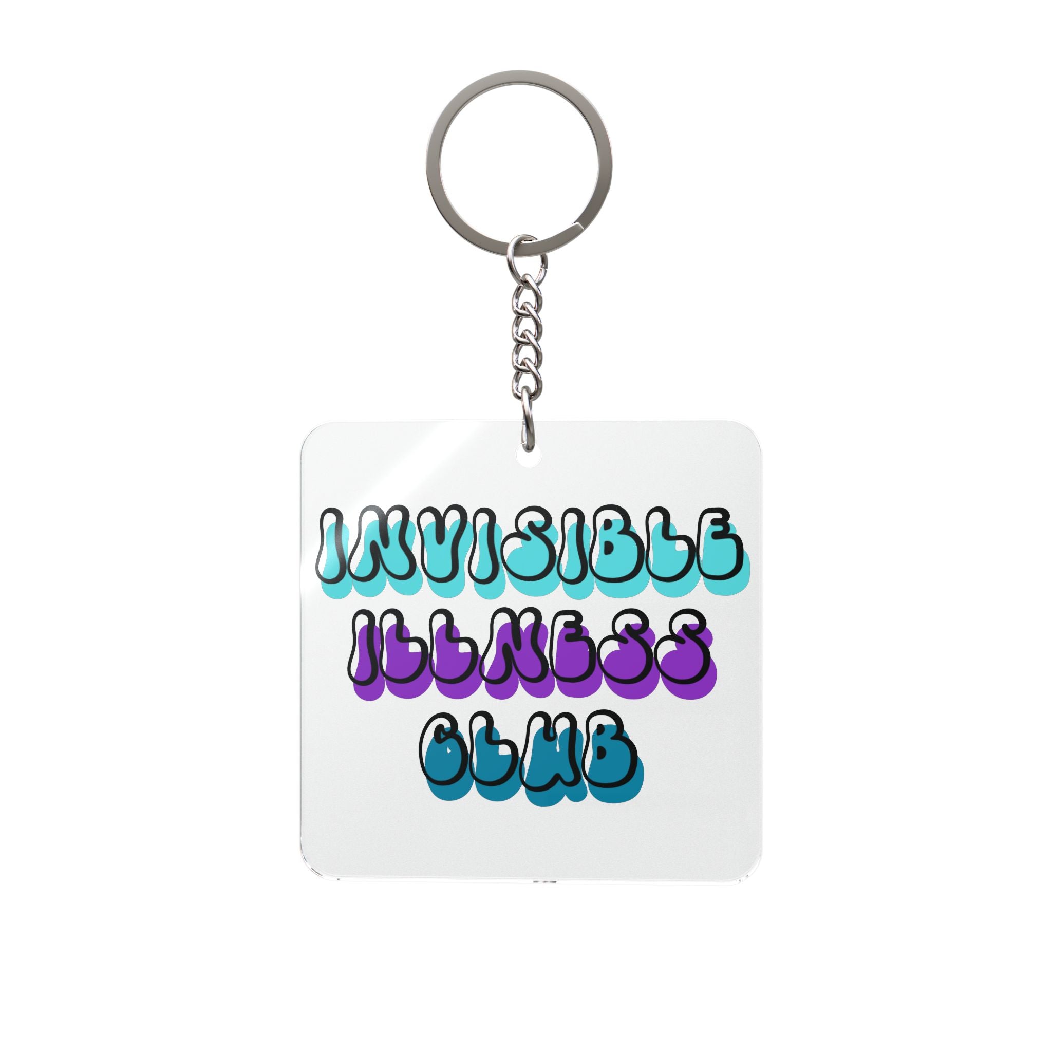 Invisible Illness Club Square Keychain | Mental Health Awareness