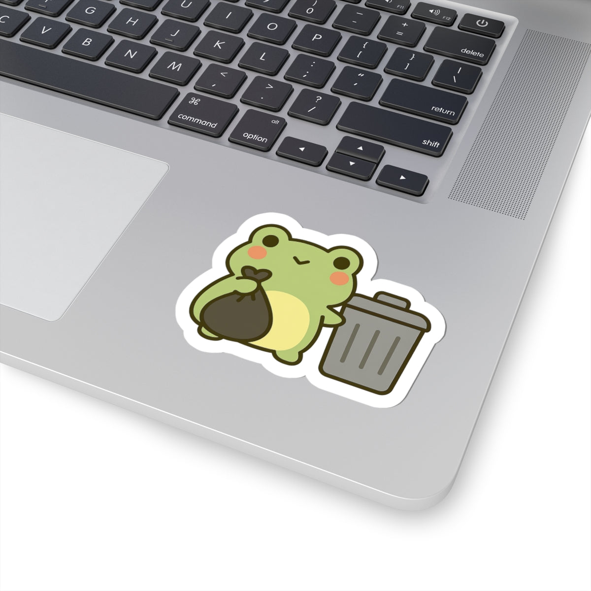 Cute Frog with Trash Bag Sticker | Kiss-Cut Vinyl Sticker