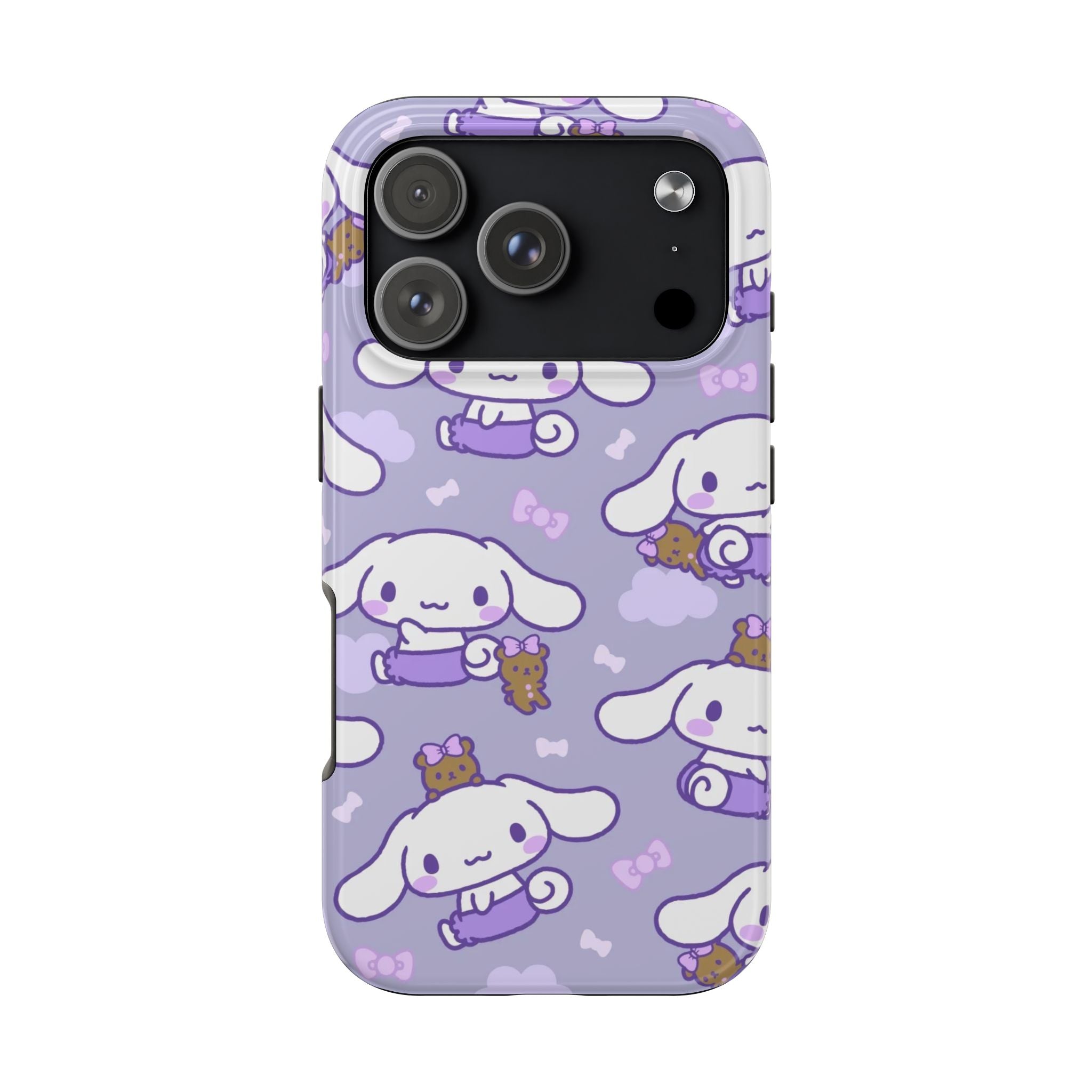 Kawaii Cinnamoroll Pattern Phone Case | Purple Cute Cartoon Puppy