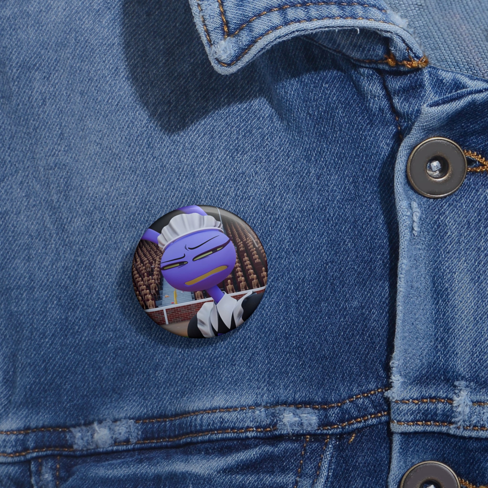 The Amazing Digital Circus Jax Maid Skeptical Purple Chef Face Pin Buttons | 1.25" Round Button