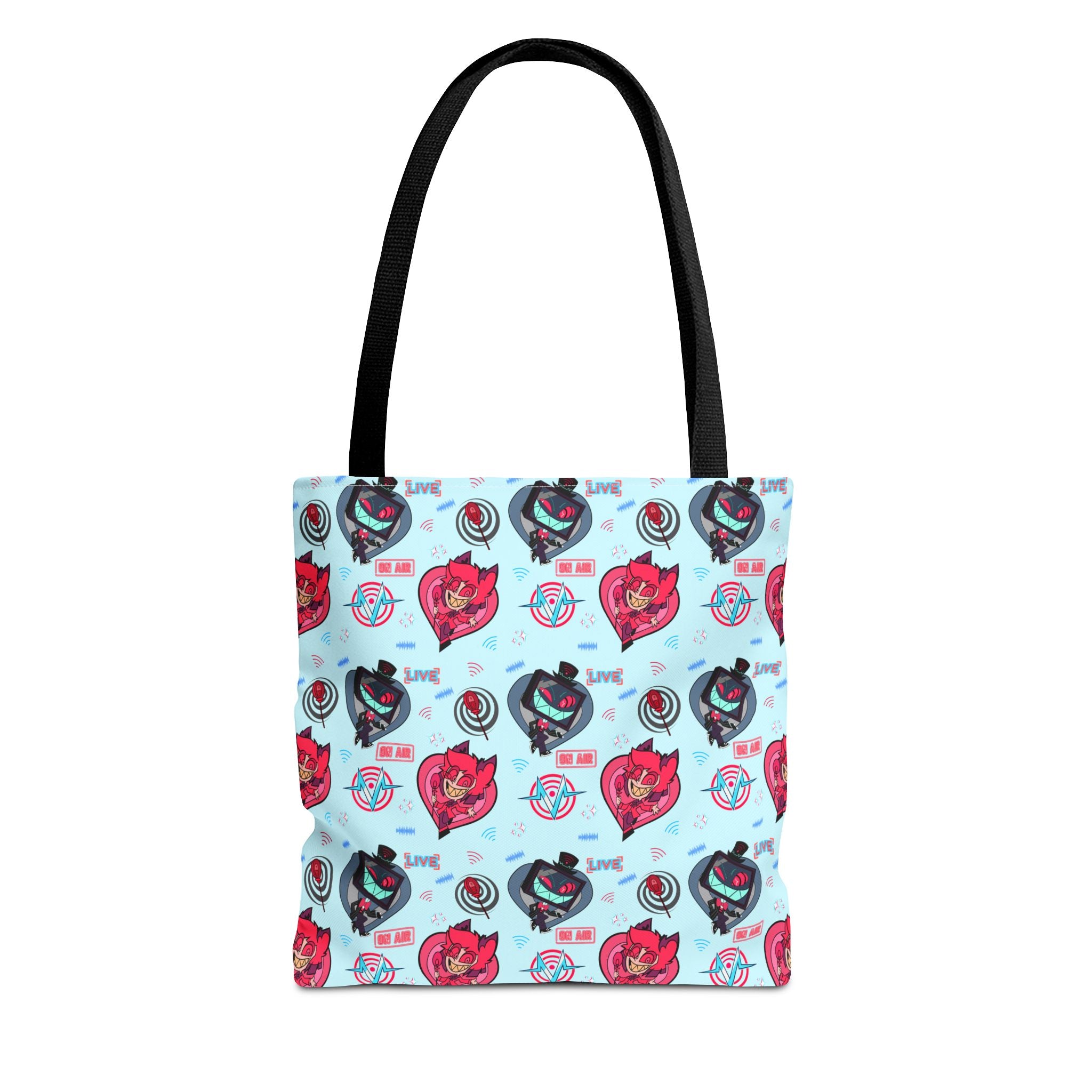 Hazbin Hotel Vox x Alastor Cute Cartoon Fox Pattern Tote Bag | Pastel Animal Face All-Over Print