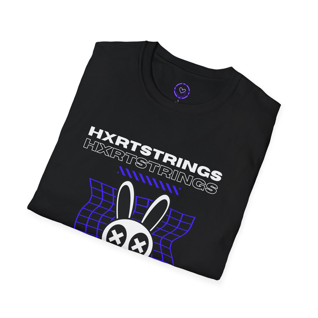 HXRTSTRINGS Bunny Graphic T-Shirt | Cyberpunk Retro Barcode Design