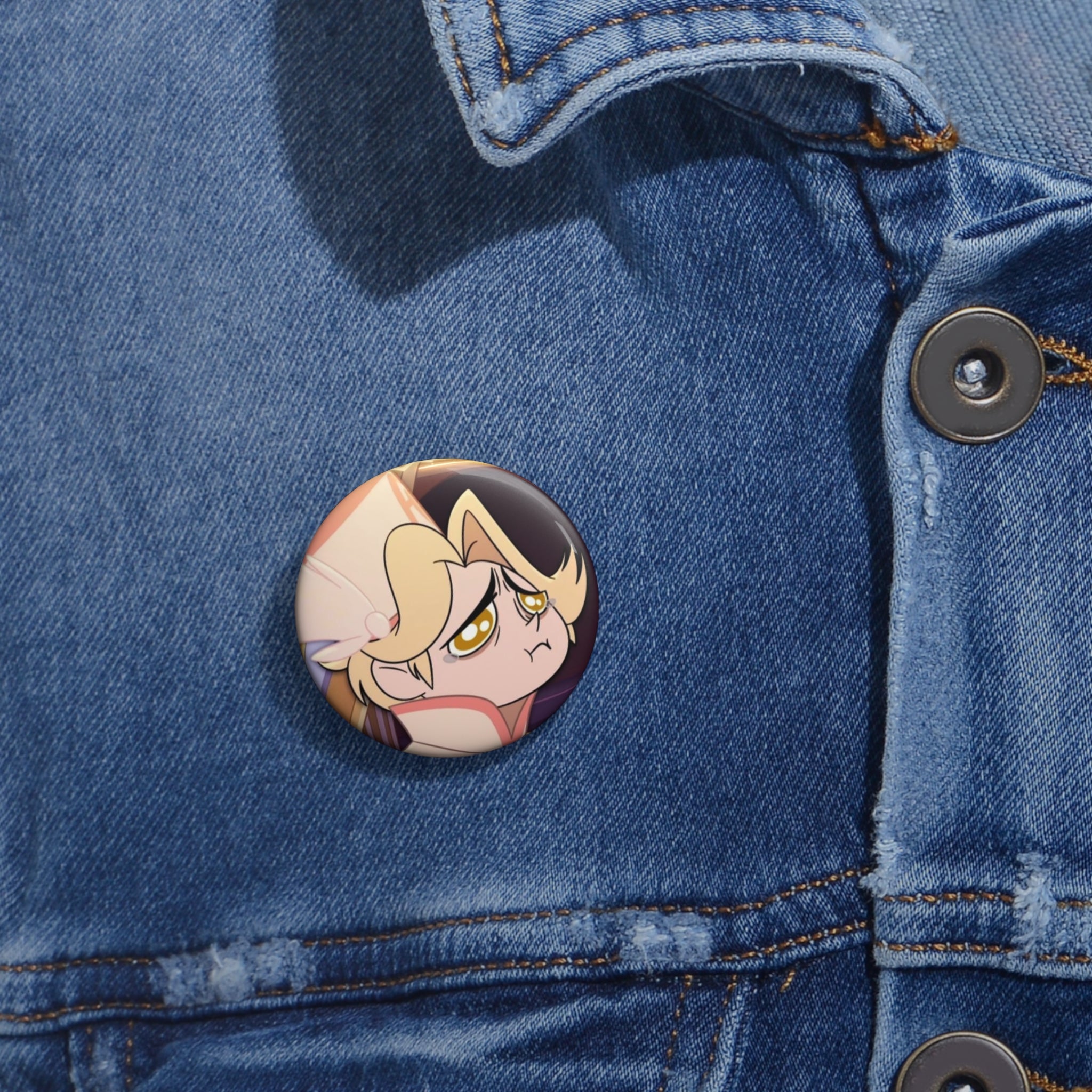 Abel Hazbin Hotel Pouting pin button | 1.5 in enamel-style pin