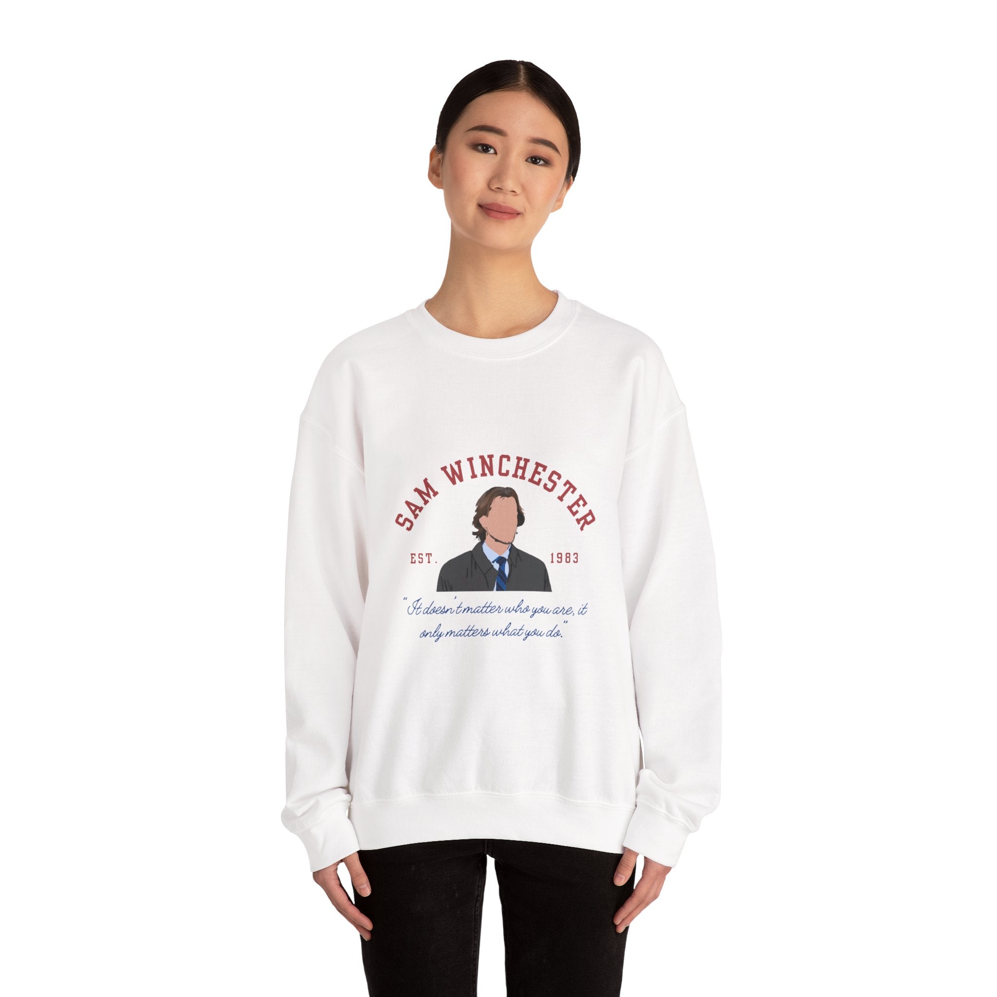 Sam Winchester Supernatural Illustration Crewneck Sweatshirt | TV Character Portrait