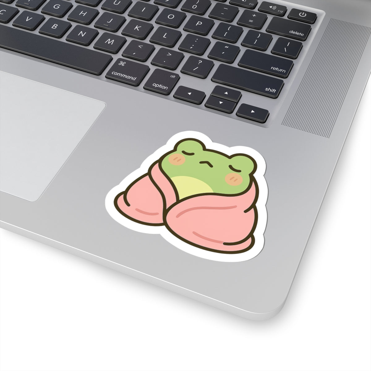 Cozy Wrapped Frog Sticker | Kiss-Cut Sticker, Cute Kawaii Animal Decal